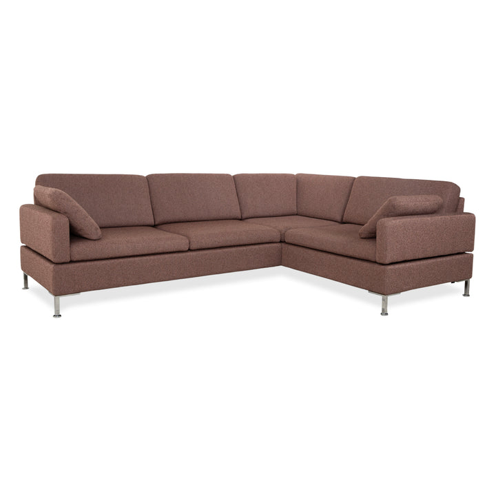 Brühl Alba fabric chrome corner sofa brown grey taupe manual function sofa couch