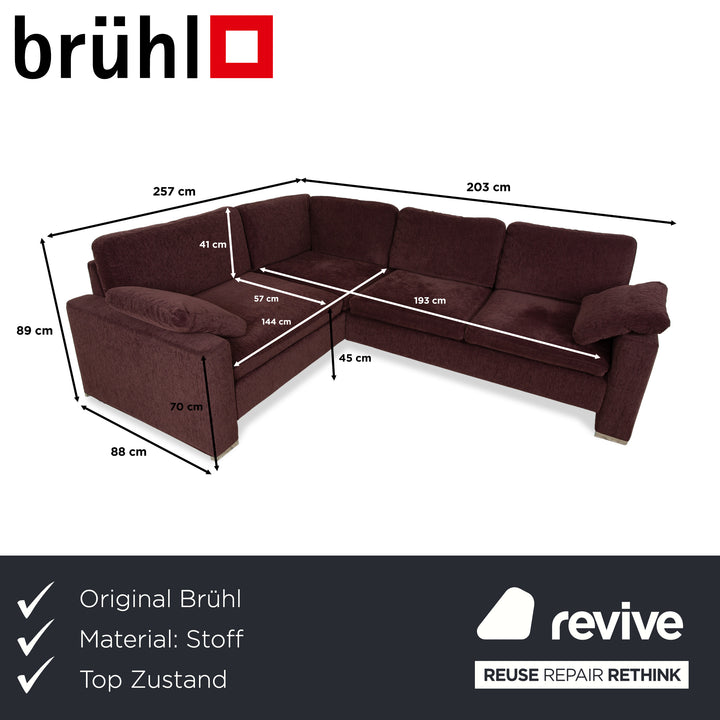 Brühl Alba Stoff Ecksofa Dunkelrot Burgund Sofa Couch