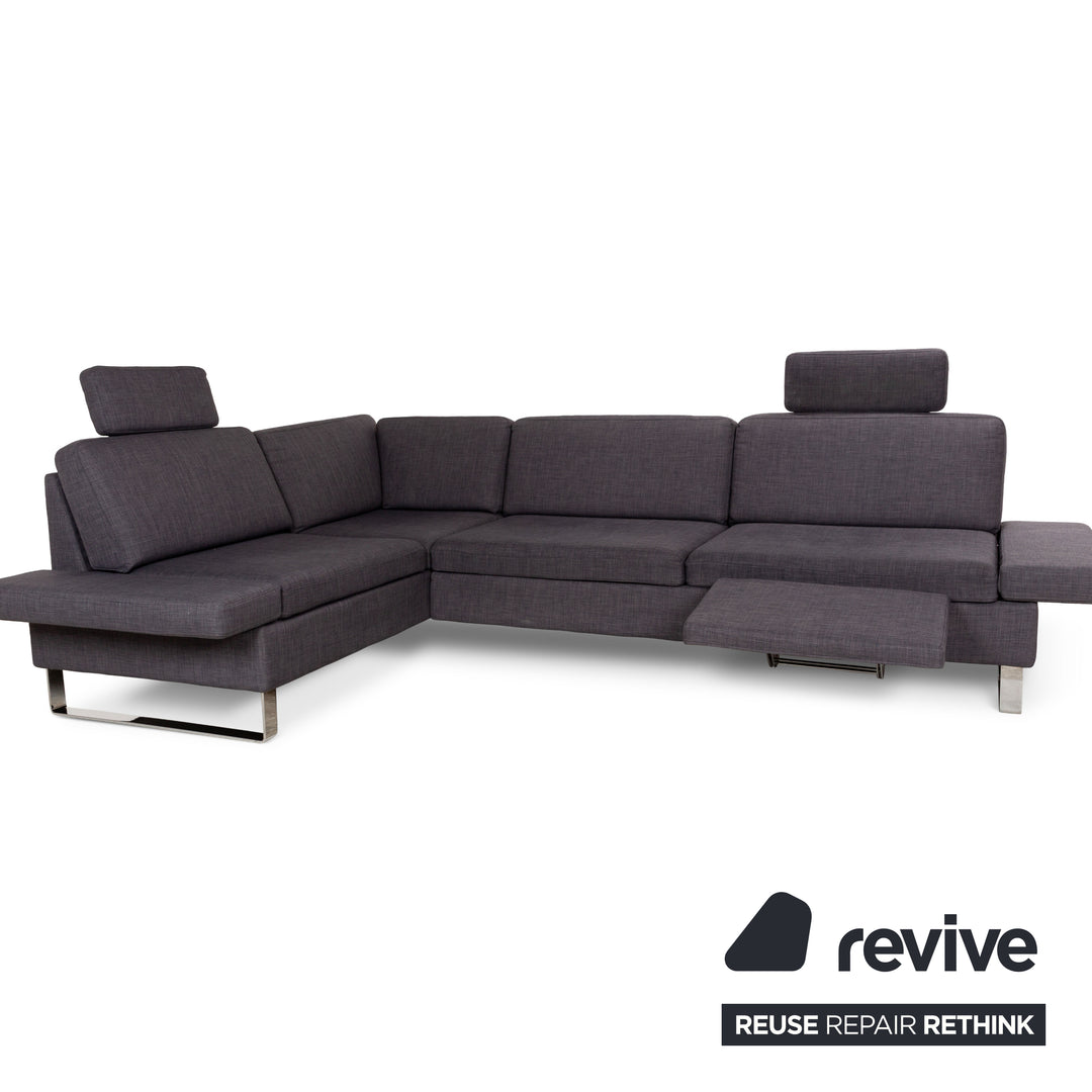 Brühl Alba canapé d'angle en tissu gris canapé à fonction manuelle