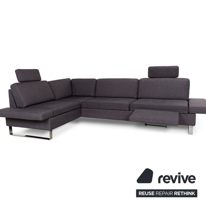 Brühl Alba canapé d'angle en tissu gris canapé à fonction manuelle