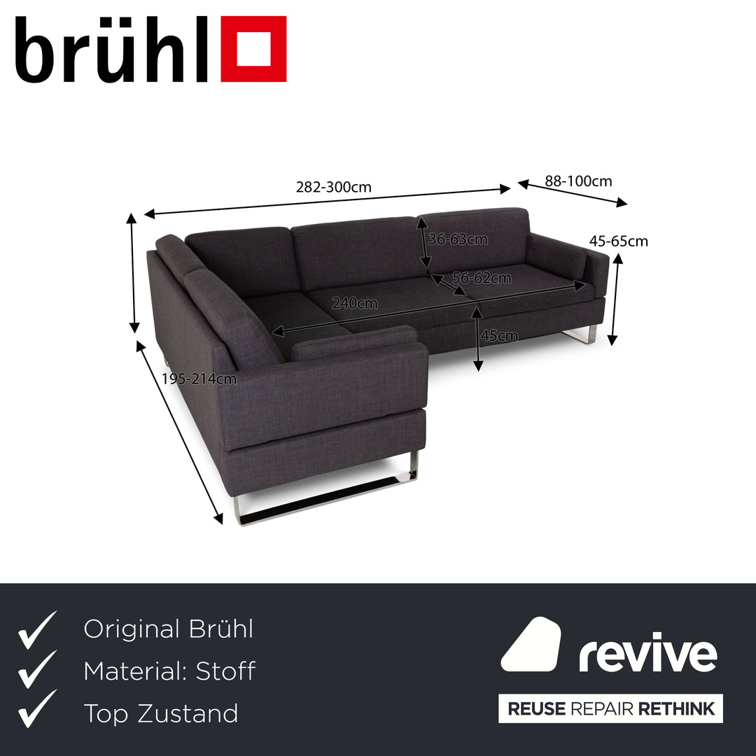 Brühl Alba canapé d'angle en tissu gris canapé à fonction manuelle