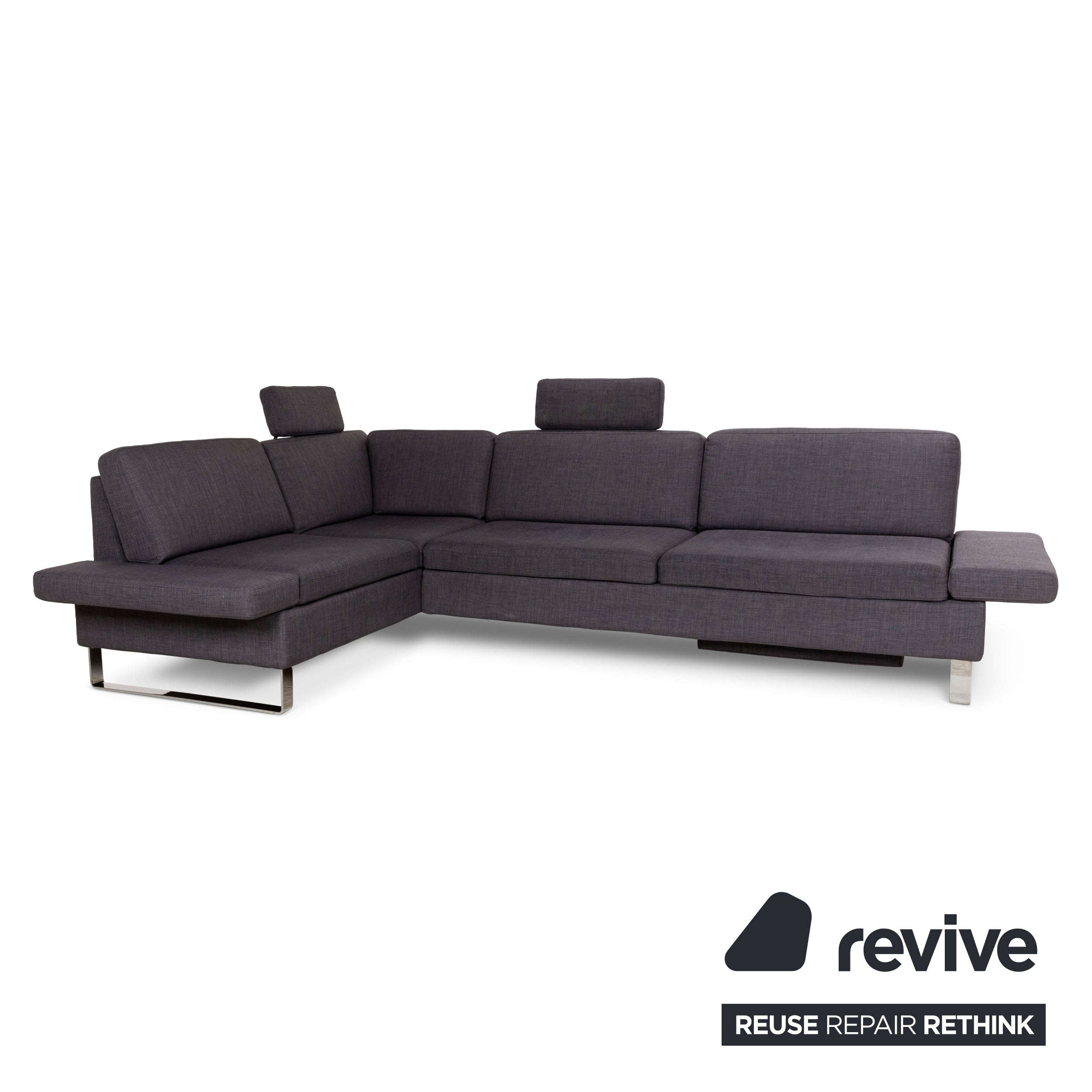 Brühl Alba Fabric Corner Sofa Grey Manual Function Sofa Couch