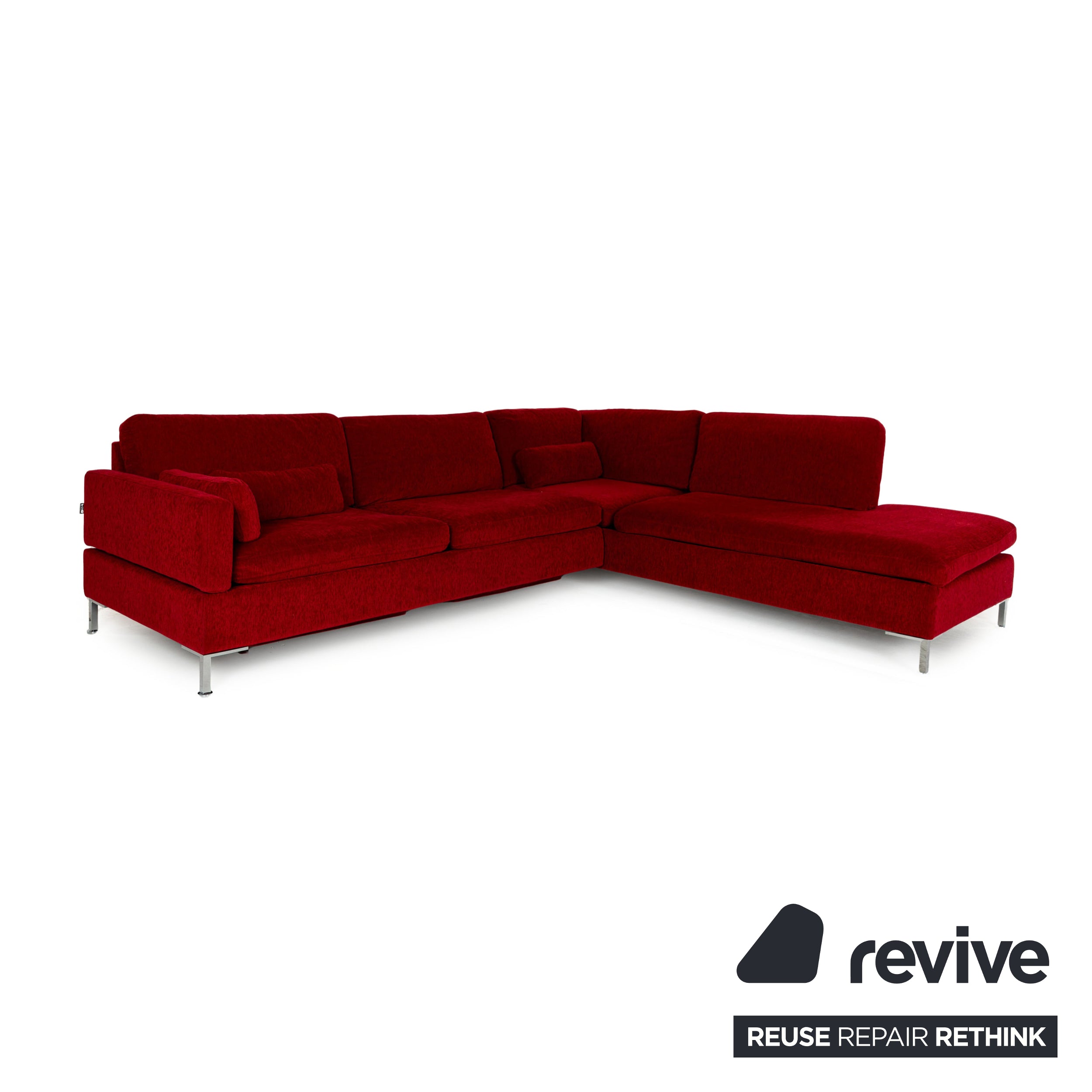 Brühl Alba Fabric Corner Sofa Red Manual Function Sofa Couch