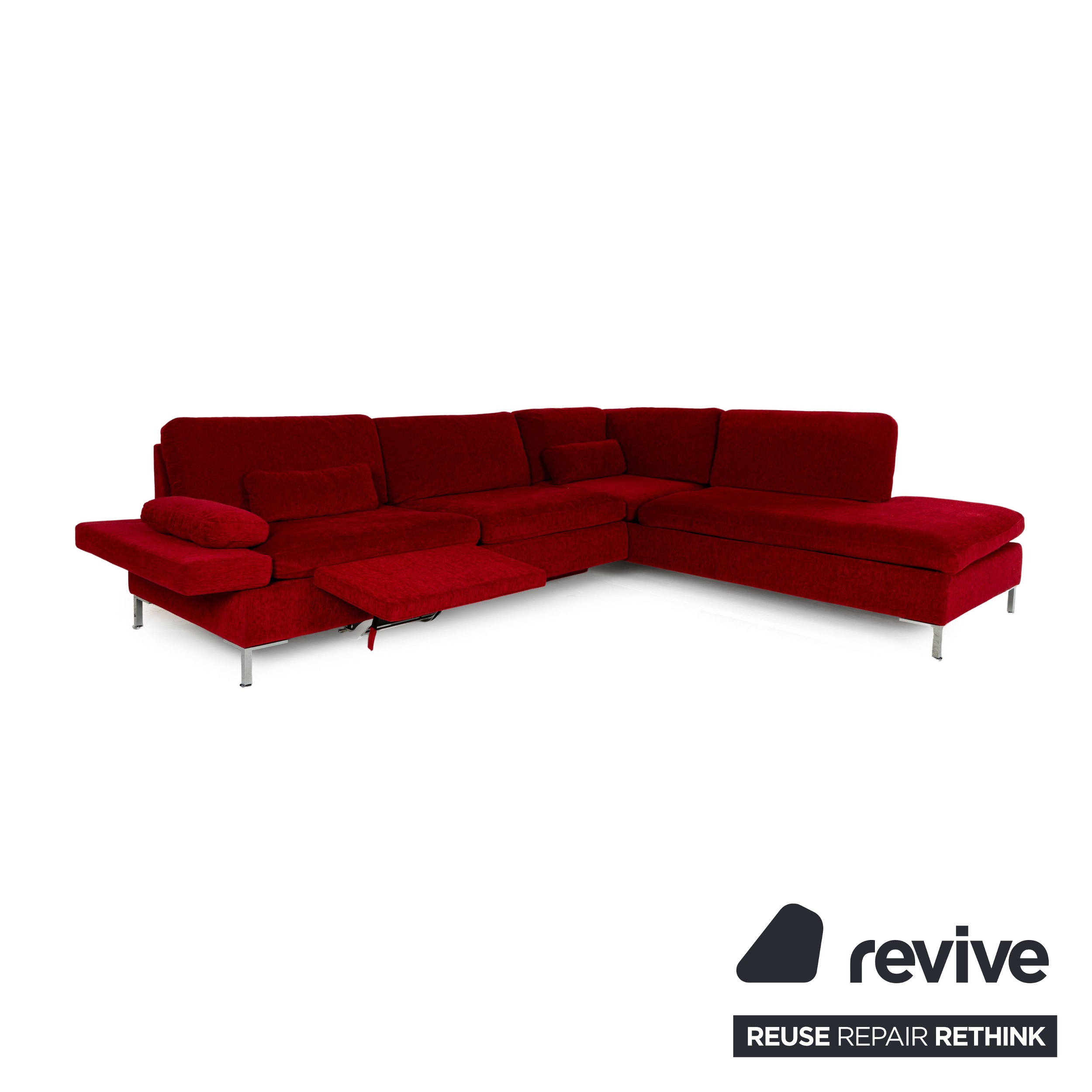 Brühl Alba Fabric Corner Sofa Red Manual Function Sofa Couch