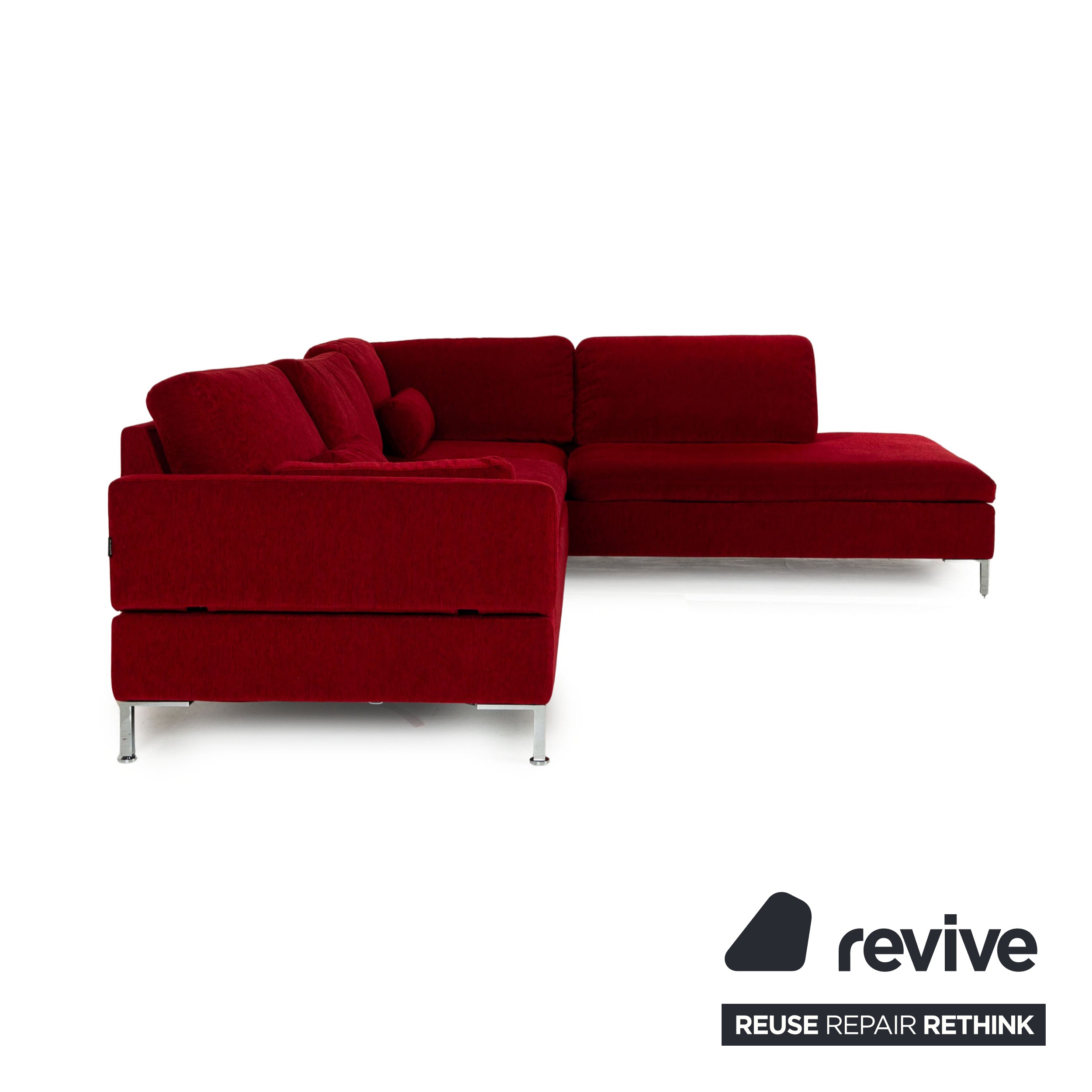 Brühl Alba Fabric Corner Sofa Red Manual Function Sofa Couch