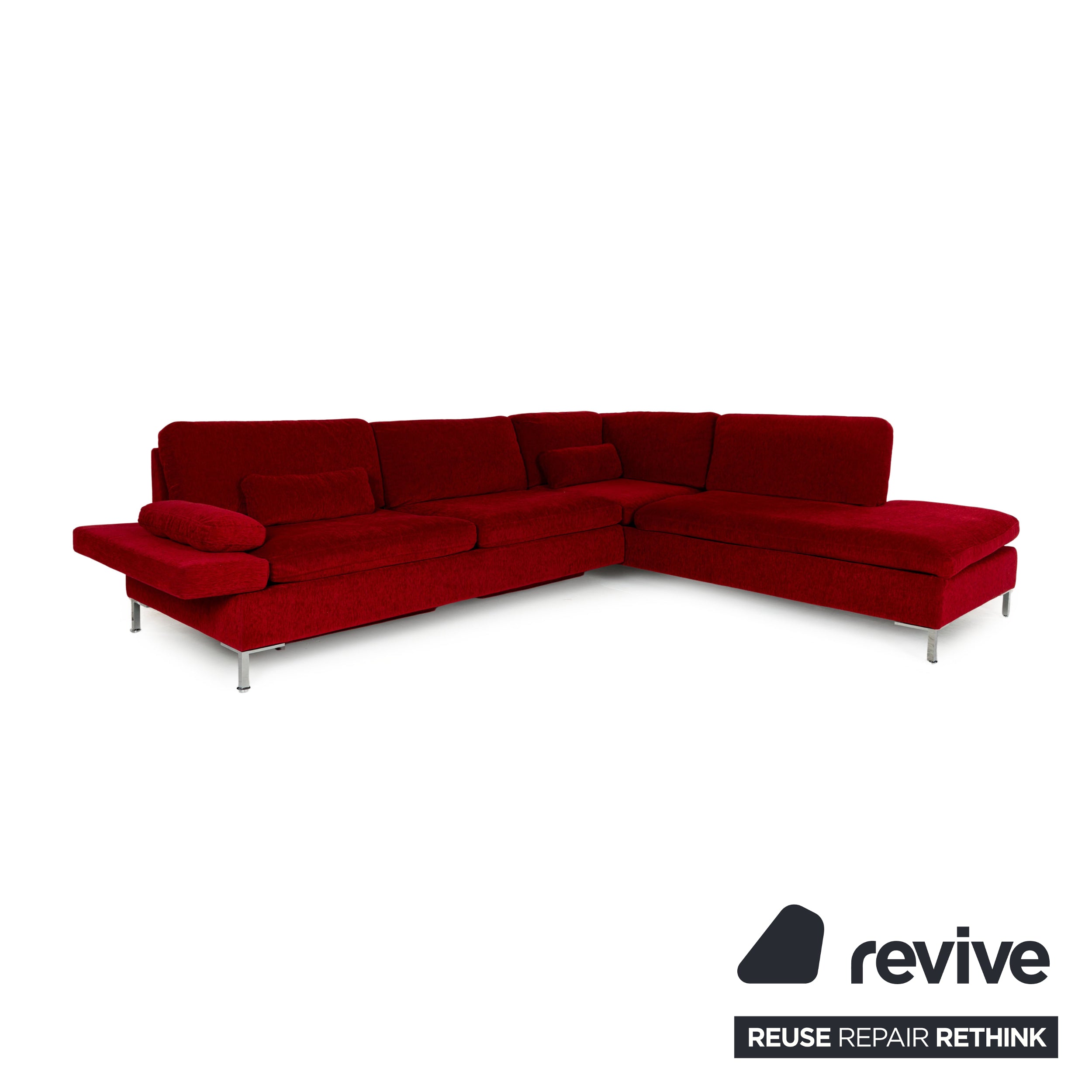 Brühl Alba Fabric Corner Sofa Red Manual Function Sofa Couch