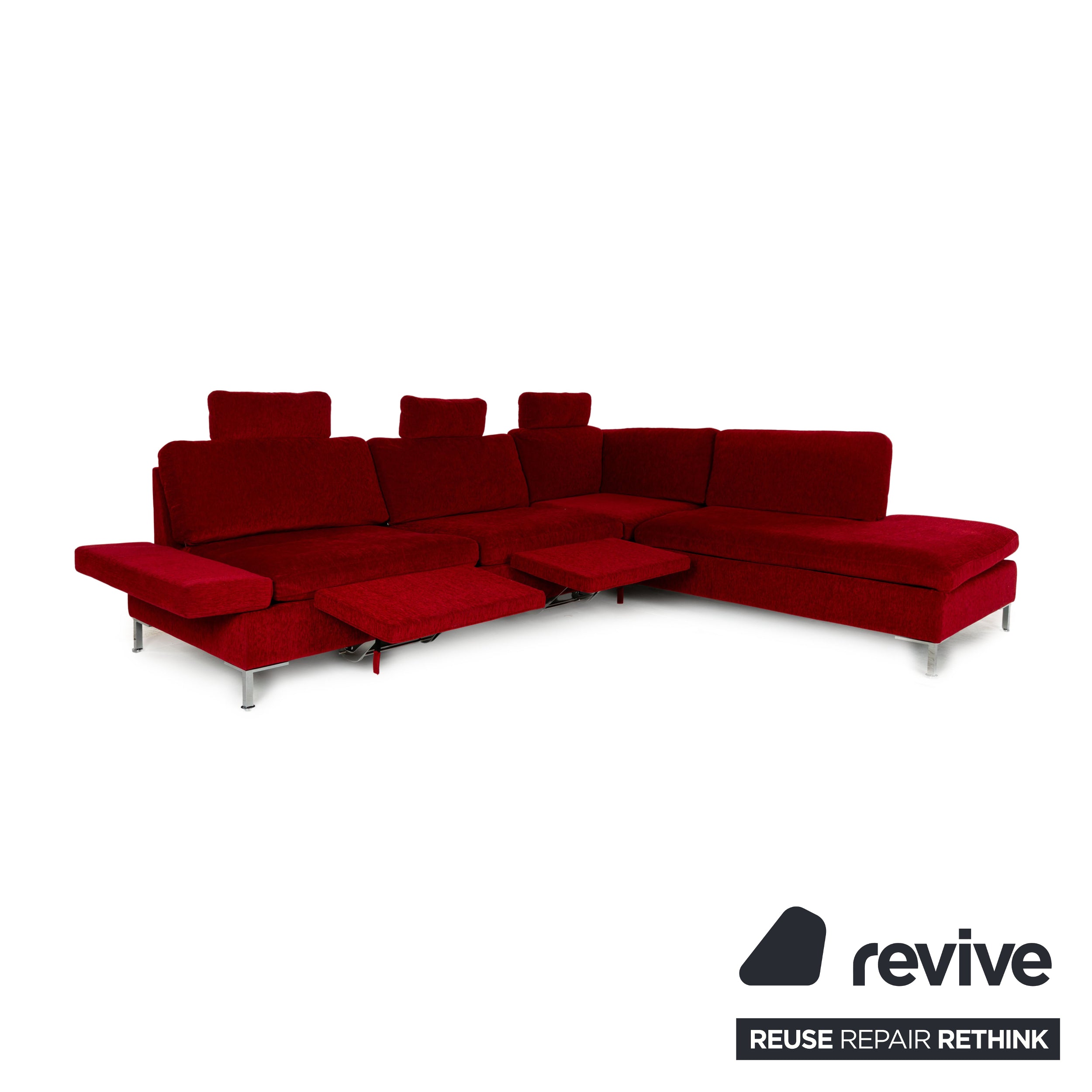 Brühl Alba Fabric Corner Sofa Red Manual Function Sofa Couch