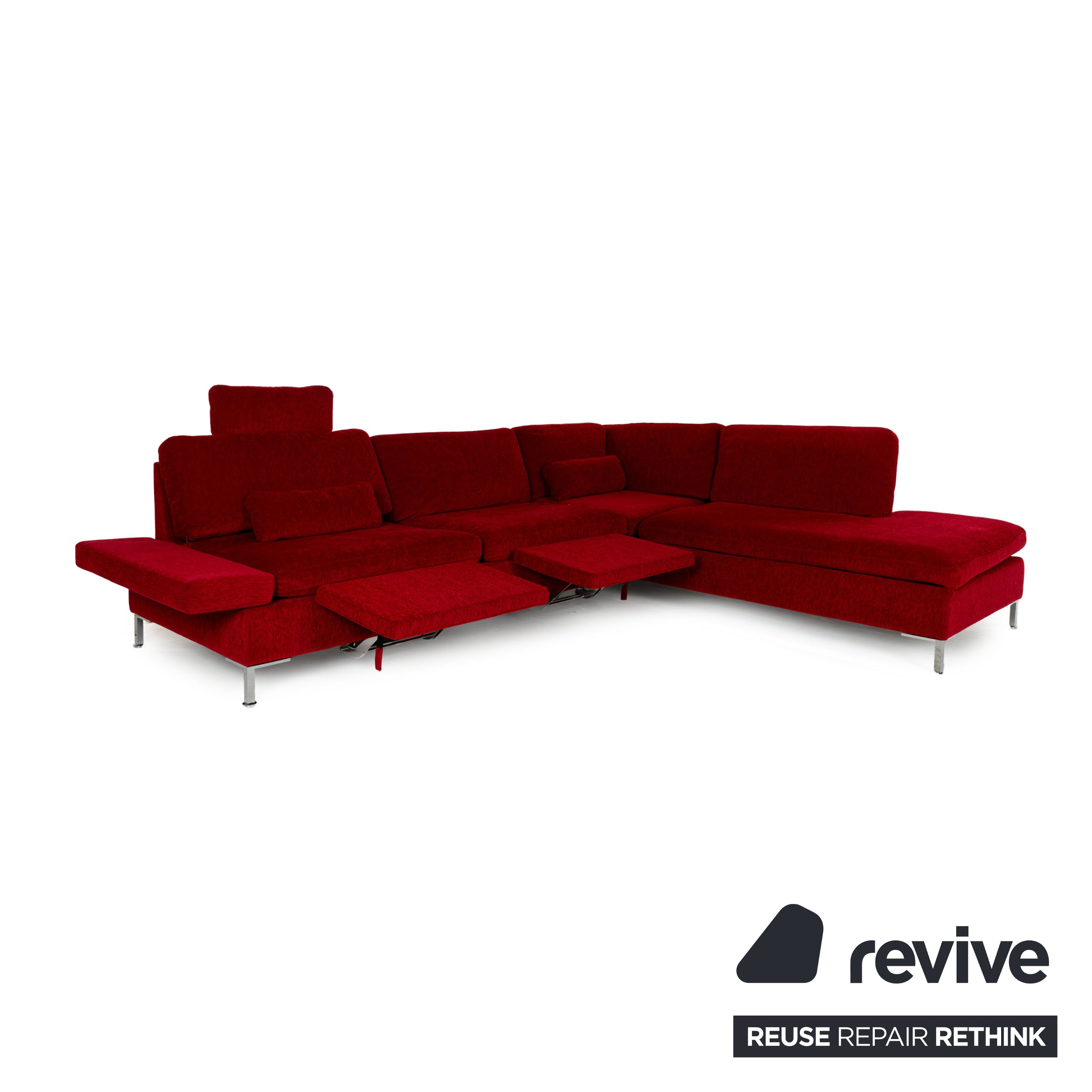 Brühl Alba Fabric Corner Sofa Red Manual Function Sofa Couch