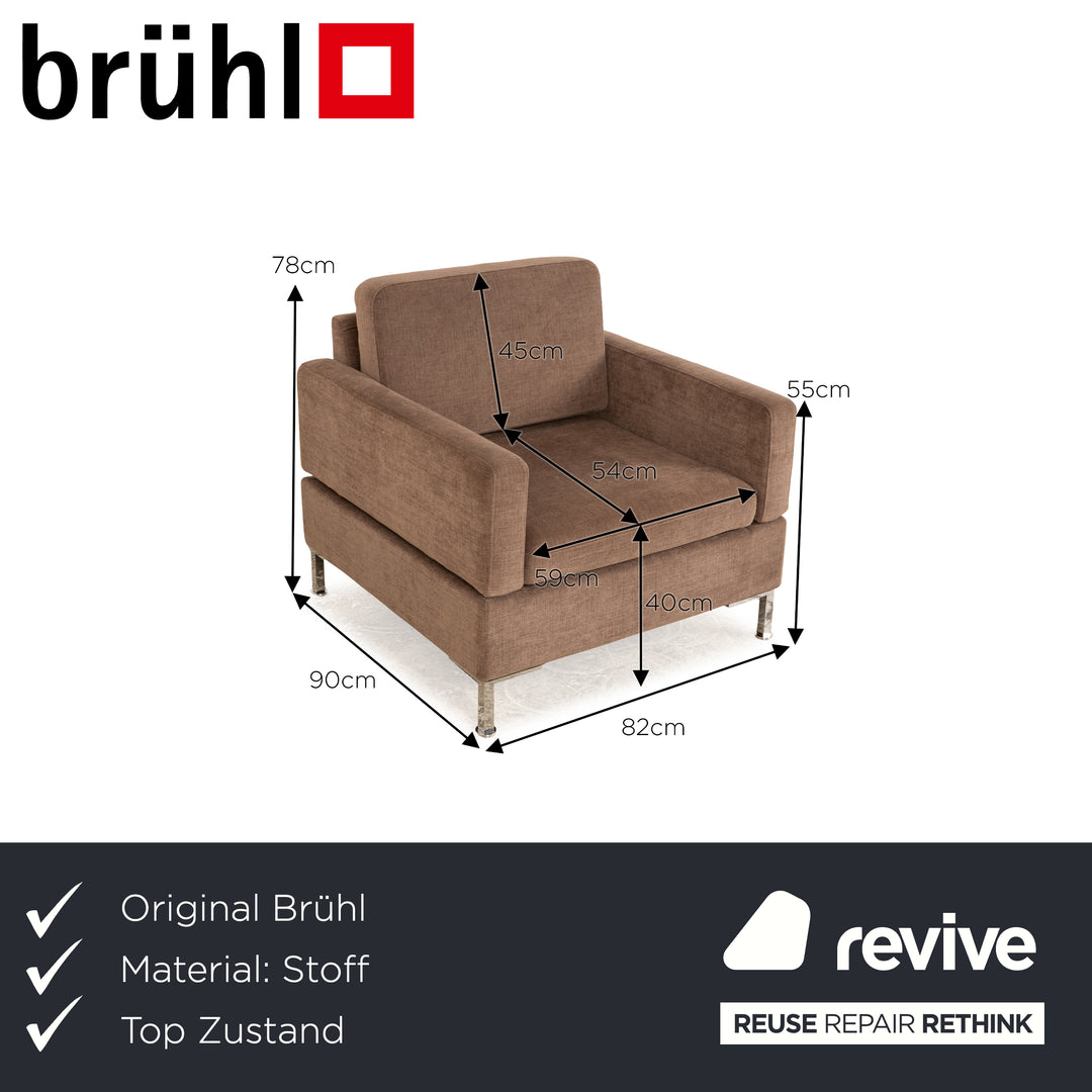 Brühl Alba Fabric Armchair Grey Brown Manual Function