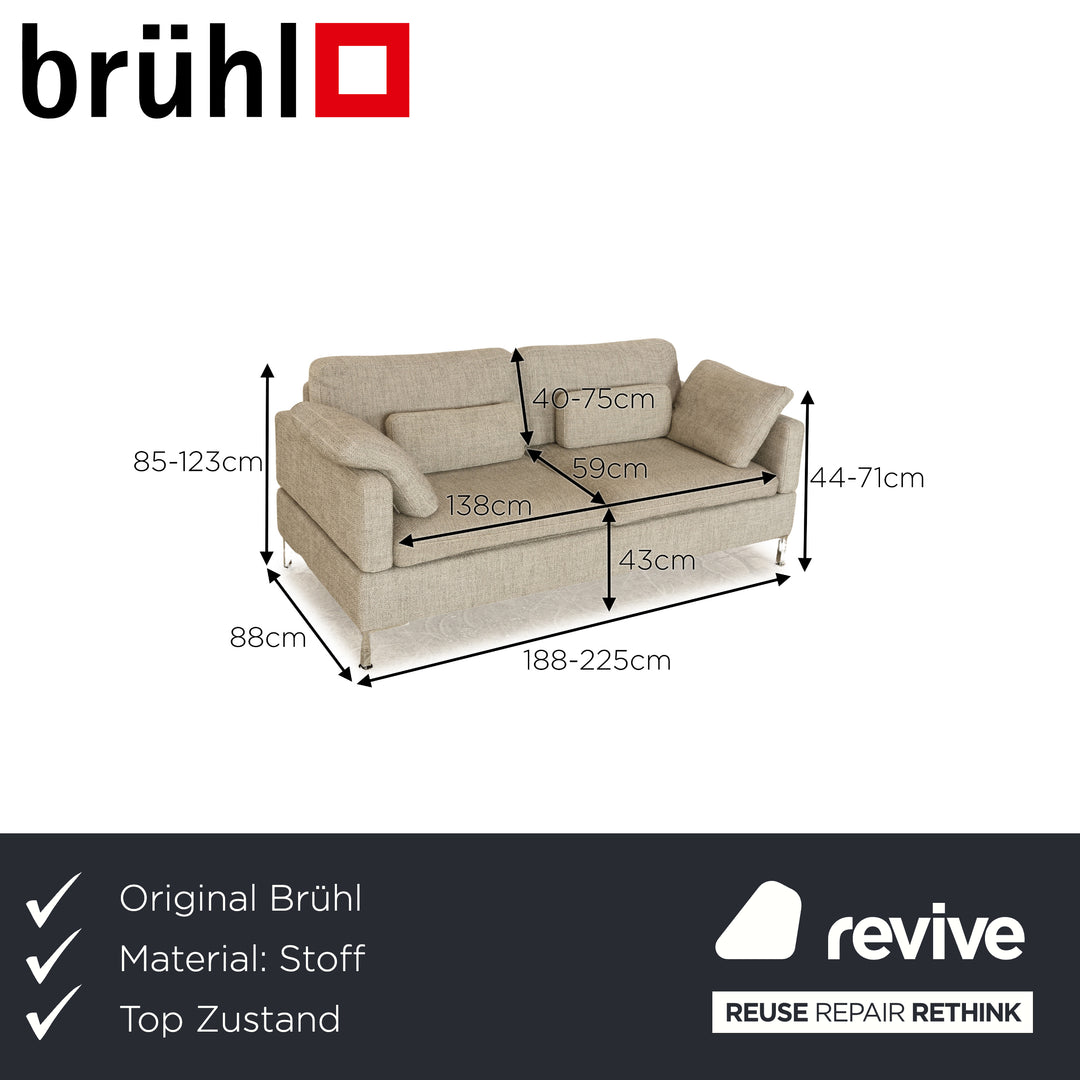 Brühl Alba fabric two-seater grey manual function sofa couch