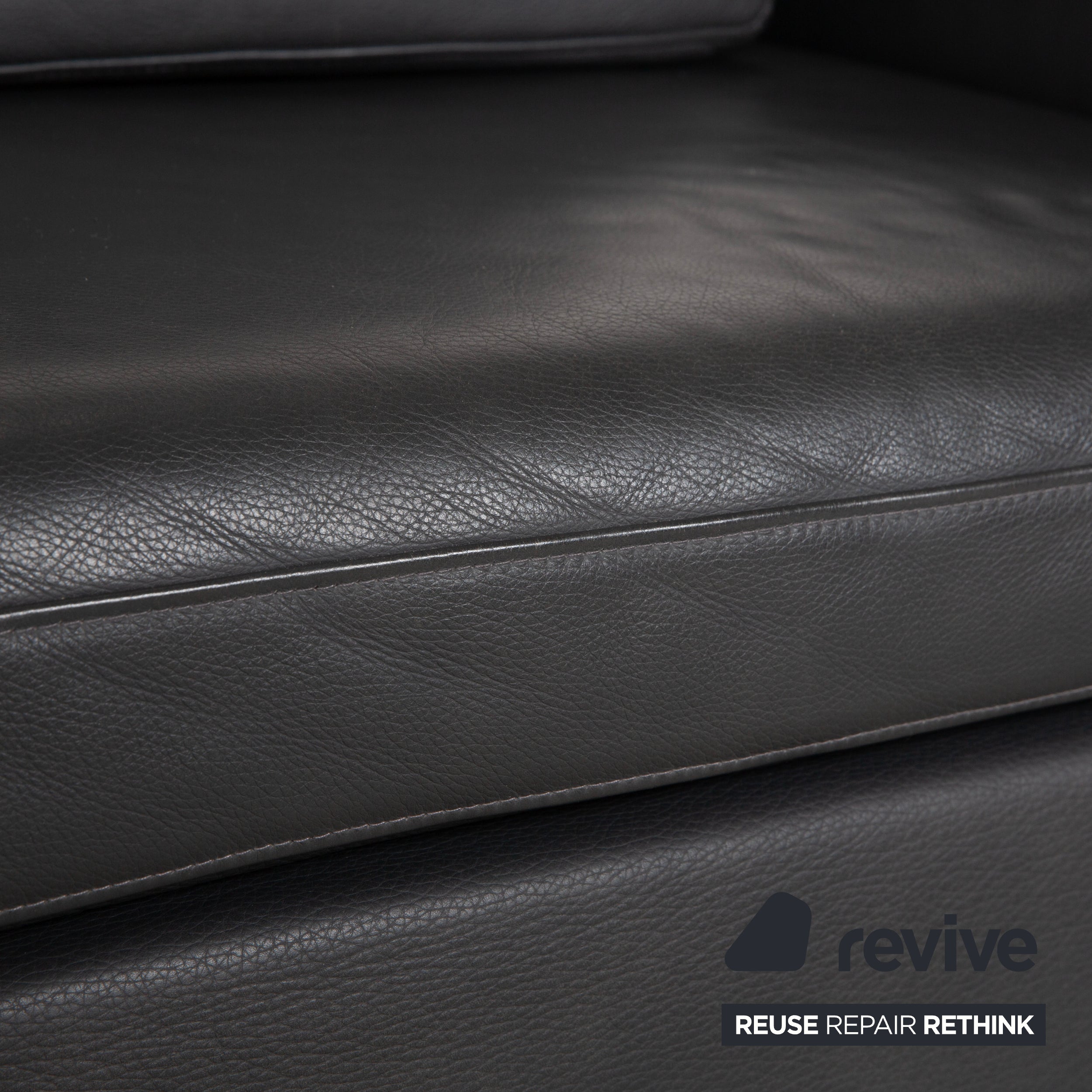 Brühl Alba Zweisitzer Sofa Leder Dunkelgrau Anthrazit manuelle Funktion