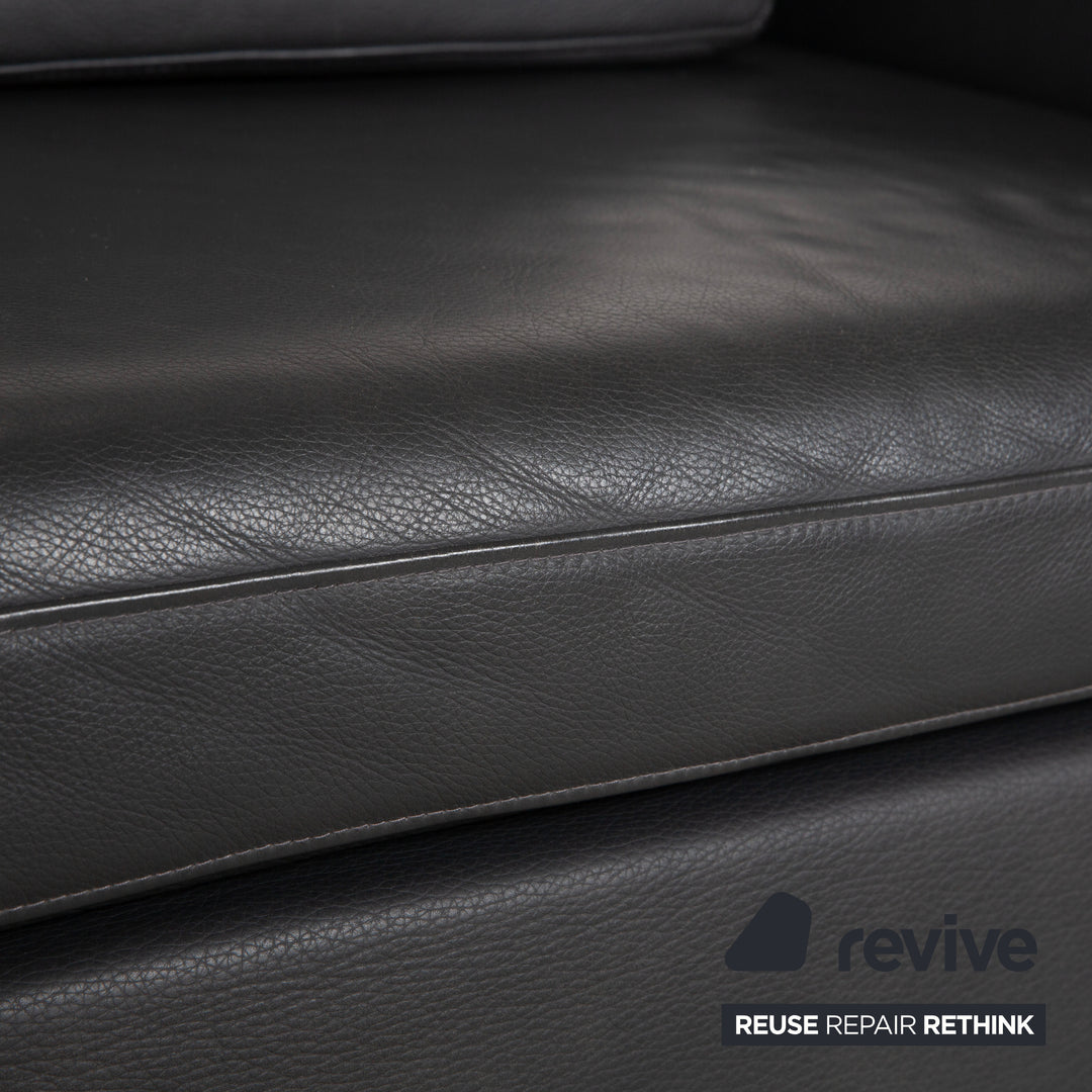 Brühl Alba Zweisitzer Sofa Leder Dunkelgrau Anthrazit manuelle Funktion