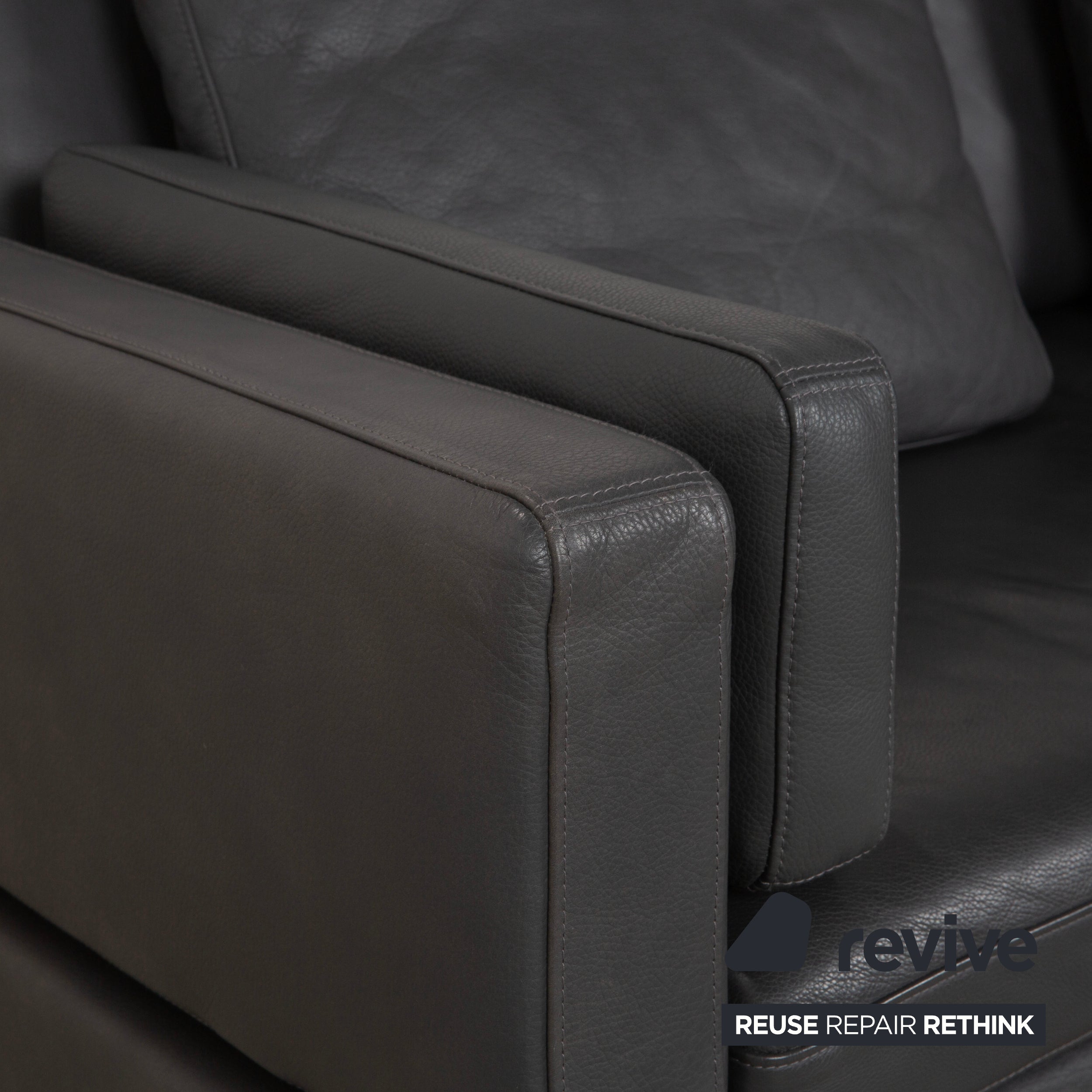 Brühl Alba Zweisitzer Sofa Leder Dunkelgrau Anthrazit manuelle Funktion