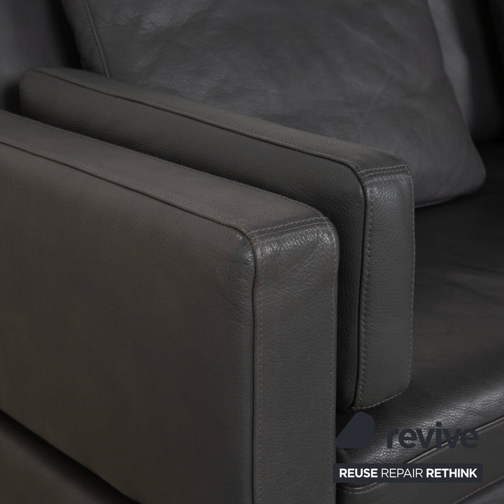 Brühl Alba Zweisitzer Sofa Leder Dunkelgrau Anthrazit manuelle Funktion