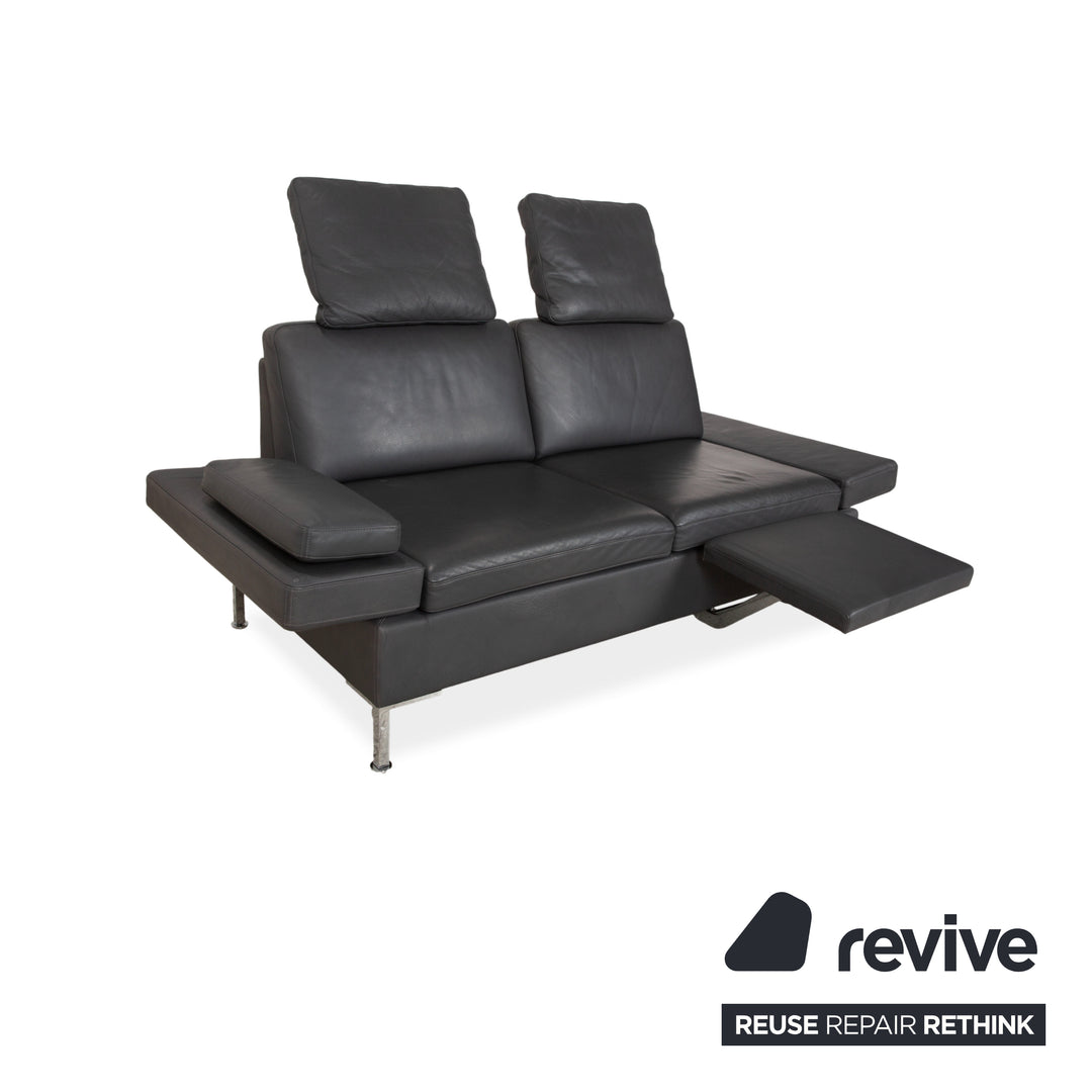 Brühl Alba Zweisitzer Sofa Leder Dunkelgrau Anthrazit manuelle Funktion