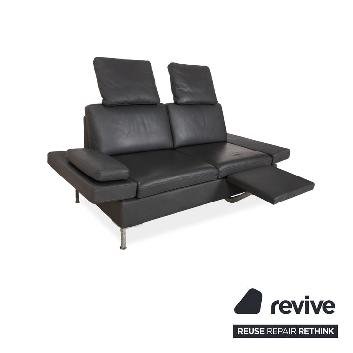 Brühl Alba Zweisitzer Sofa Leder Dunkelgrau Anthrazit manuelle Funktion