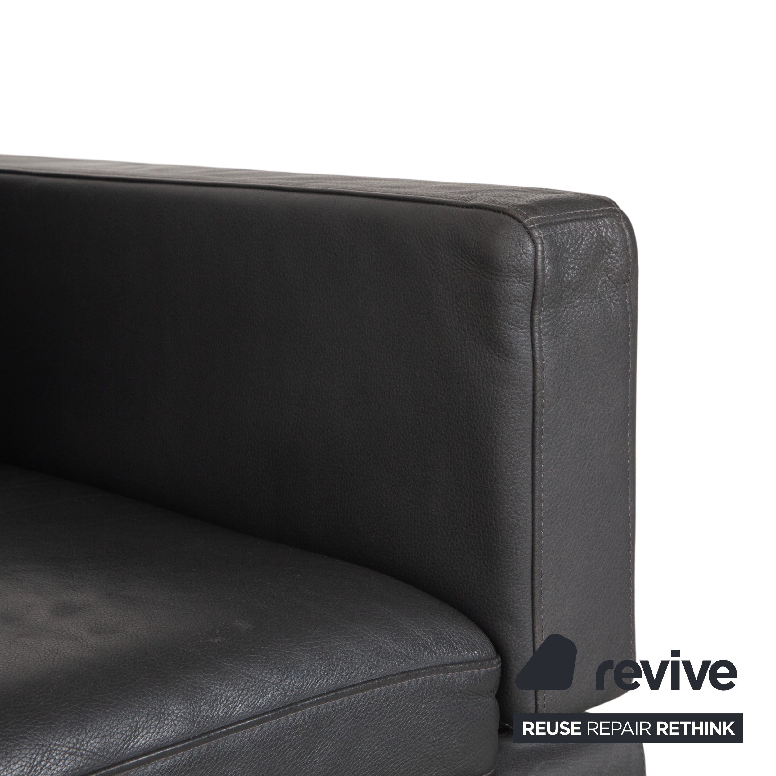 Brühl Alba Zweisitzer Sofa Leder Dunkelgrau Anthrazit manuelle Funktion