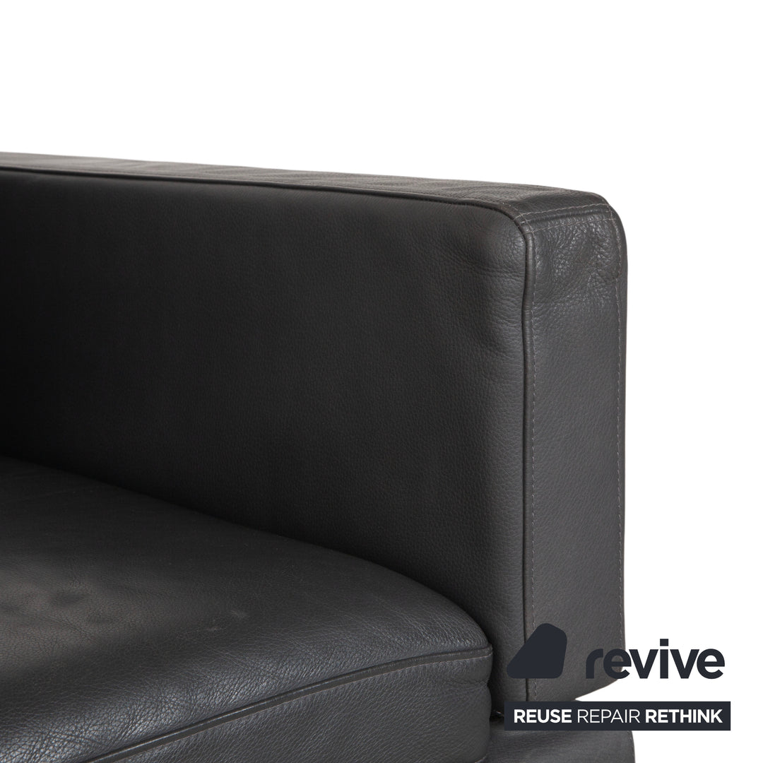 Brühl Alba Zweisitzer Sofa Leder Dunkelgrau Anthrazit manuelle Funktion