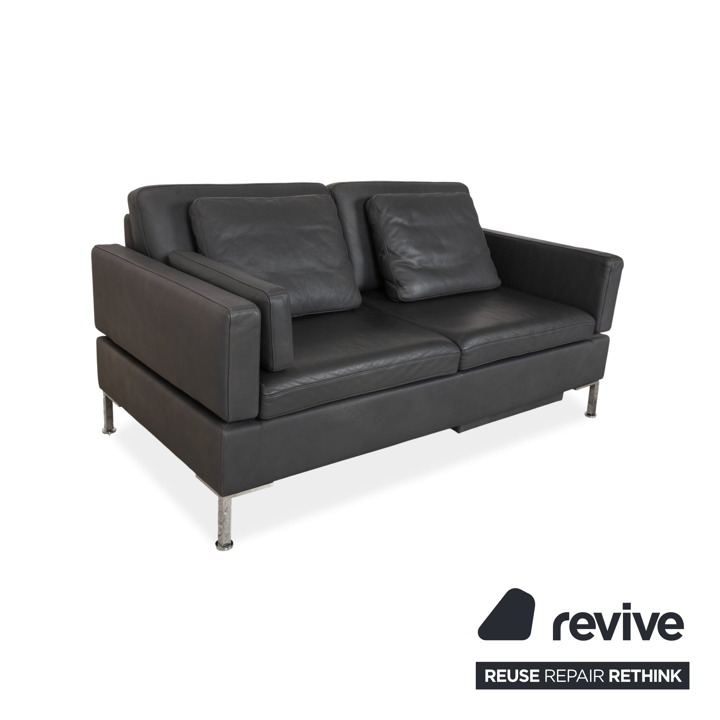 Brühl Alba Zweisitzer Sofa Leder Dunkelgrau Anthrazit manuelle Funktion