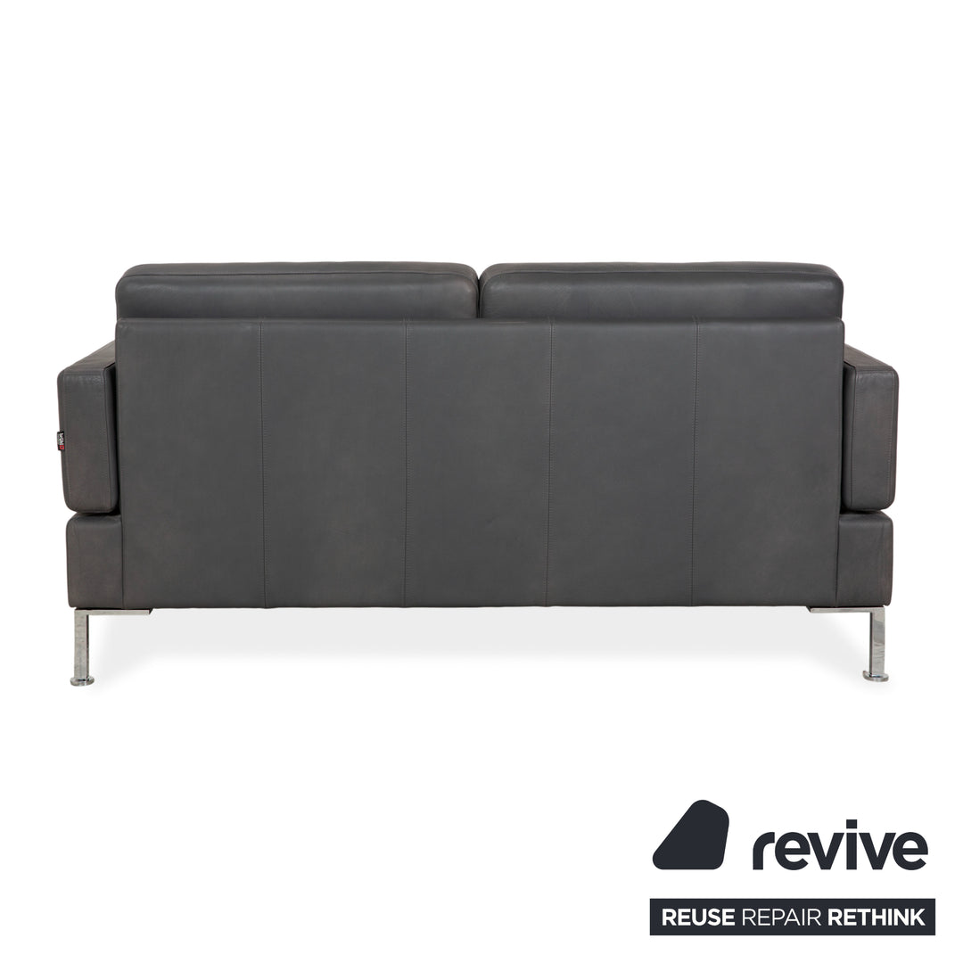 Brühl Alba Zweisitzer Sofa Leder Dunkelgrau Anthrazit manuelle Funktion