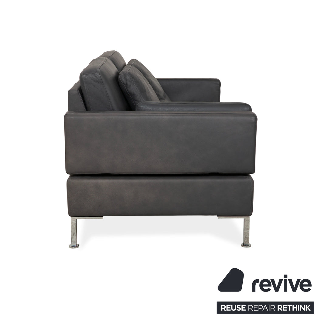 Brühl Alba Zweisitzer Sofa Leder Dunkelgrau Anthrazit manuelle Funktion