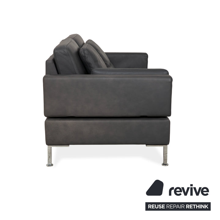Brühl Alba Zweisitzer Sofa Leder Dunkelgrau Anthrazit manuelle Funktion