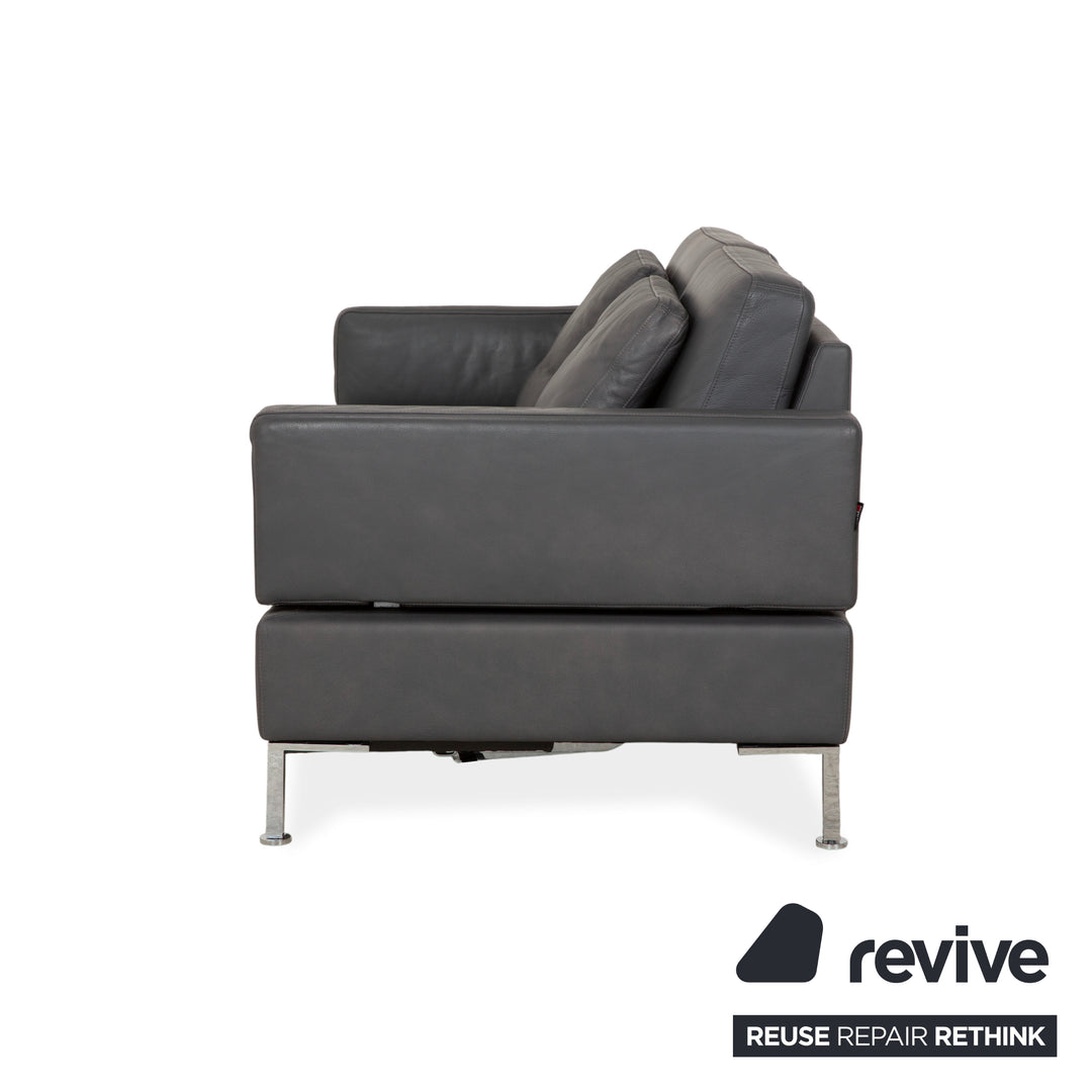 Brühl Alba Zweisitzer Sofa Leder Dunkelgrau Anthrazit manuelle Funktion