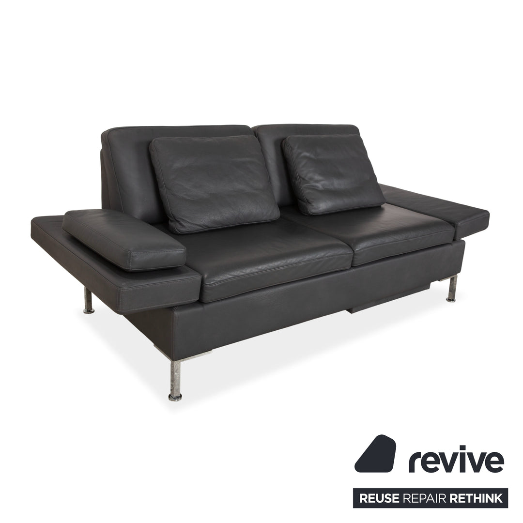 Brühl Alba Zweisitzer Sofa Leder Dunkelgrau Anthrazit manuelle Funktion
