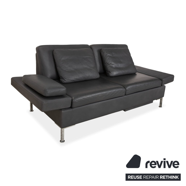 Brühl Alba Zweisitzer Sofa Leder Dunkelgrau Anthrazit manuelle Funktion