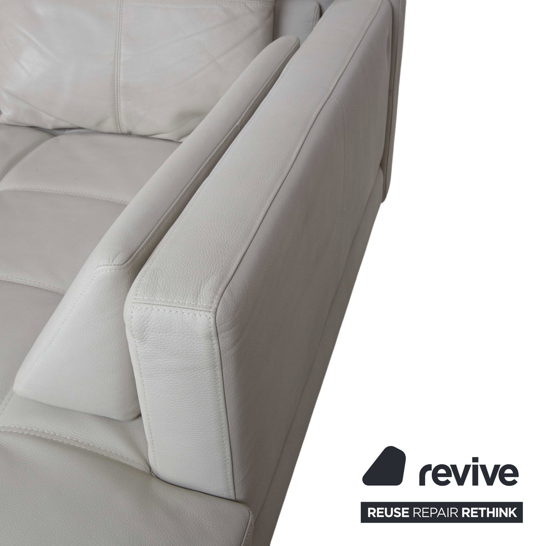 Brühl Amber Leather Corner Sofa White Beige Grey Manual Function Sofa Couch