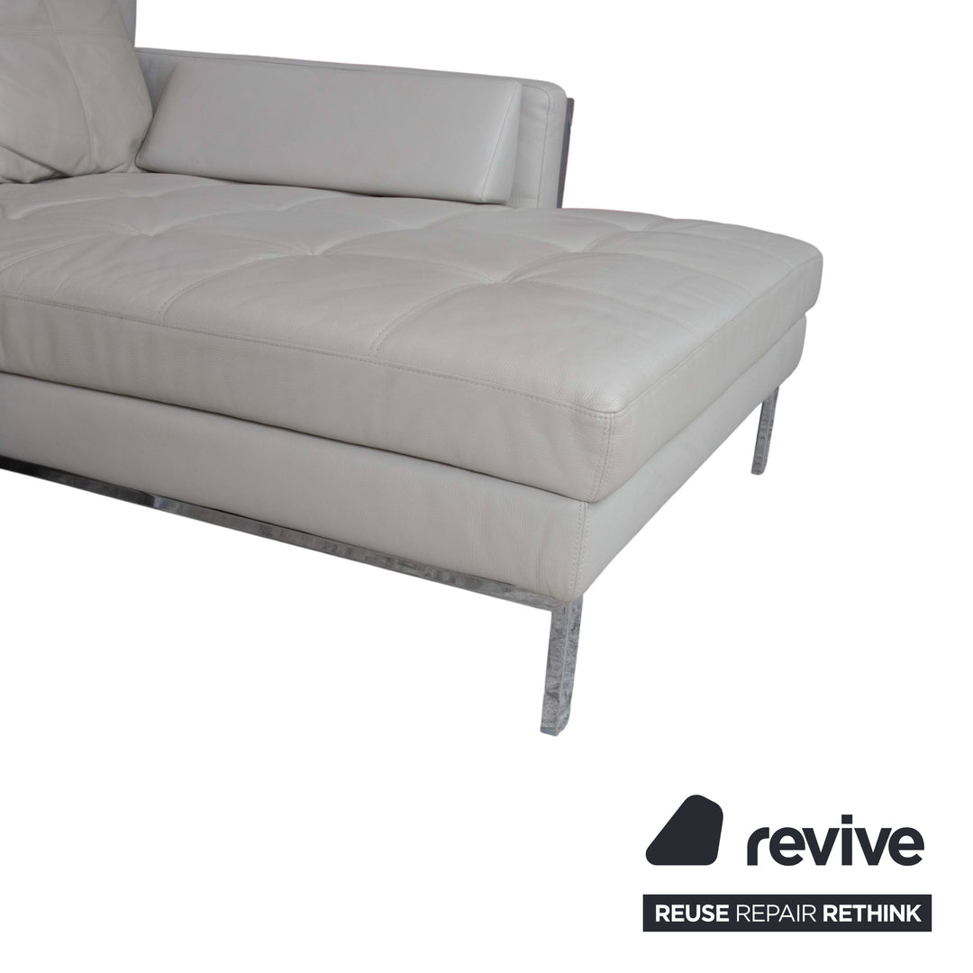 Brühl Amber Leather Corner Sofa White Beige Grey Manual Function Sofa Couch