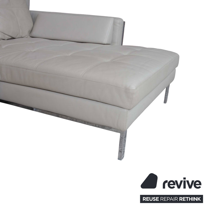 Brühl Amber Leather Corner Sofa White Beige Grey Manual Function Sofa Couch