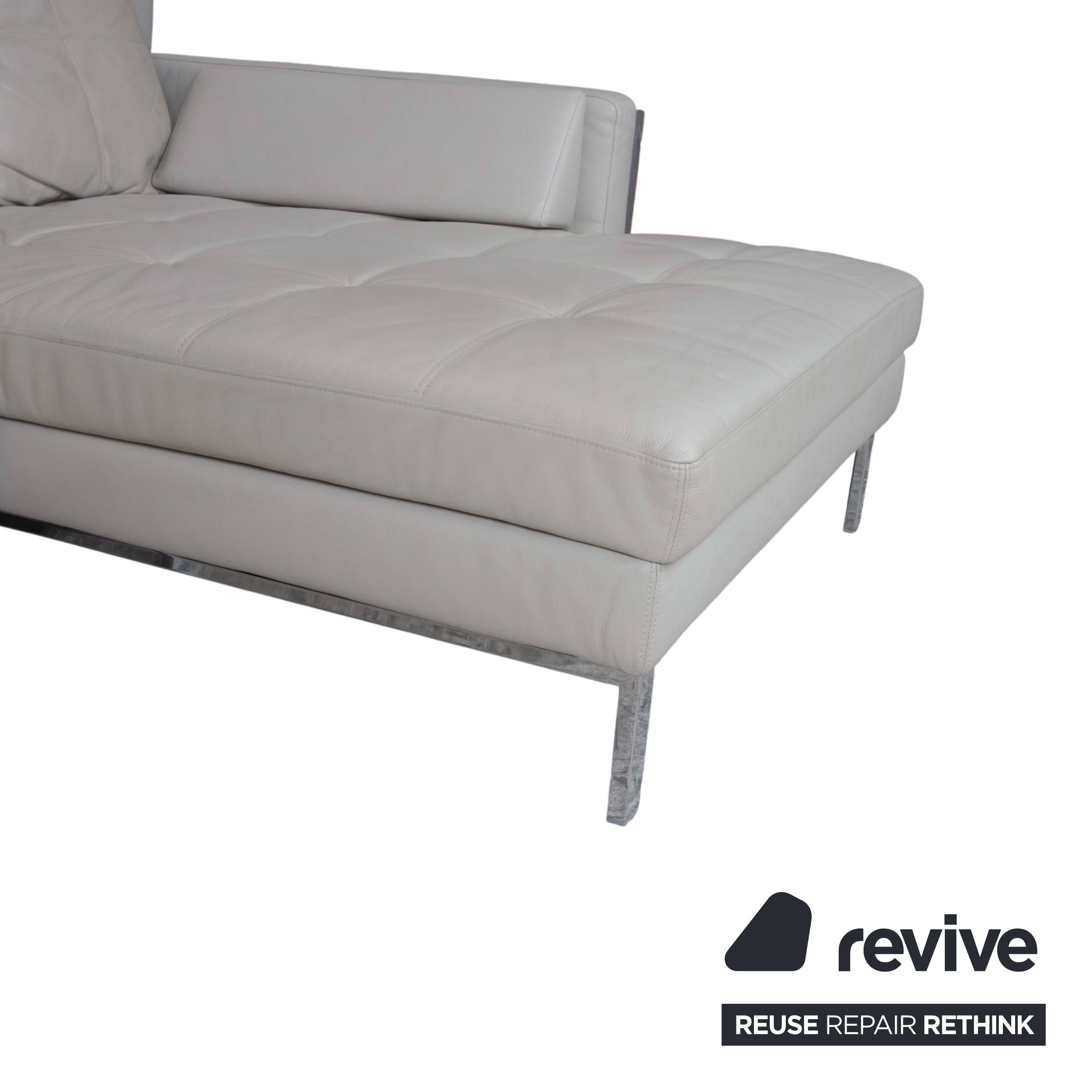 Brühl Amber Leder Ecksofa Weiß Beige Grau manuelle Funktion Sofa Couch