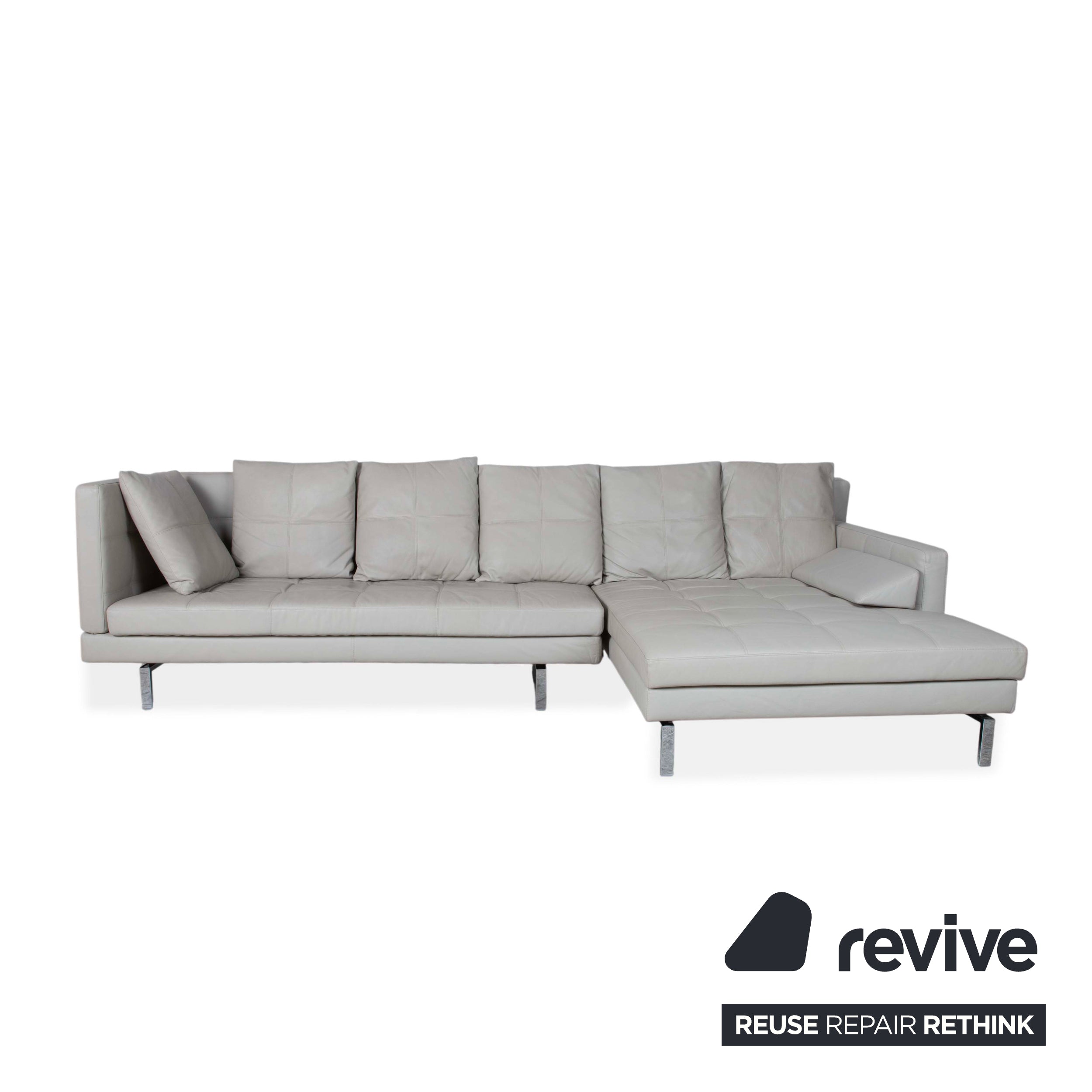Brühl Amber Leder Ecksofa Weiß Beige Grau manuelle Funktion Sofa Couch