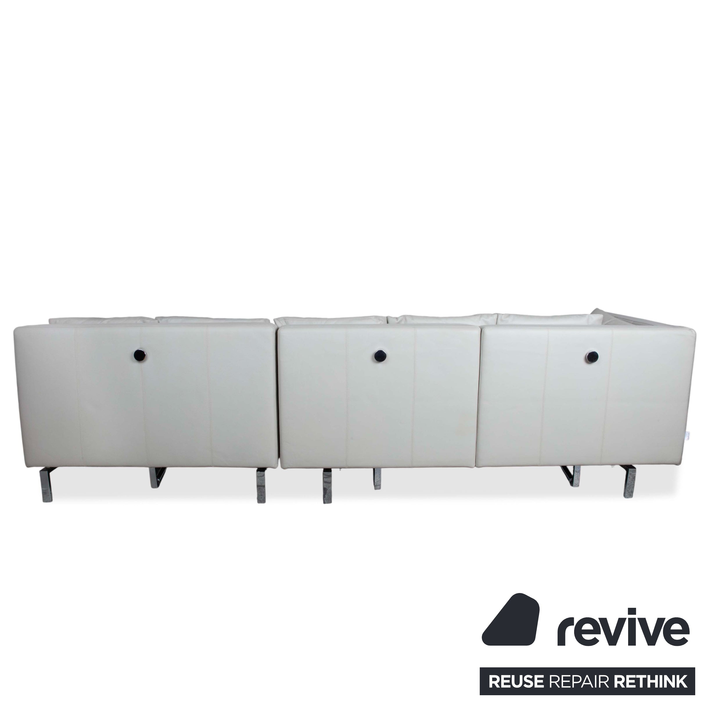 Brühl Amber Leder Ecksofa Weiß Beige Grau manuelle Funktion Sofa Couch