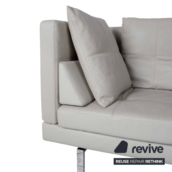 Brühl Amber Leather Corner Sofa White Beige Grey Manual Function Sofa Couch