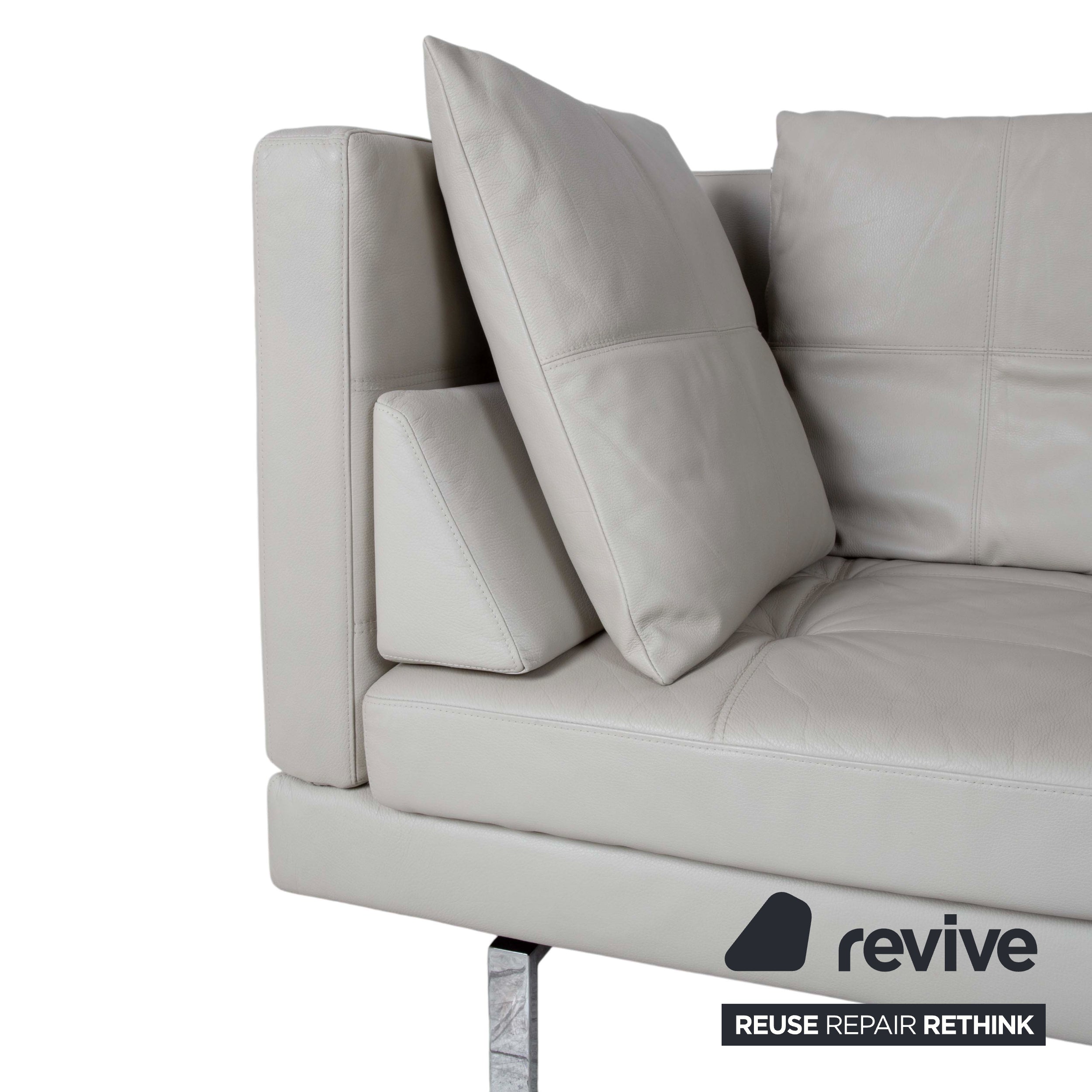 Brühl Amber Leder Ecksofa Weiß Beige Grau manuelle Funktion Sofa Couch