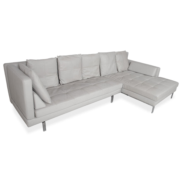 Brühl Amber Leather Corner Sofa White Beige Grey Manual Function Sofa Couch