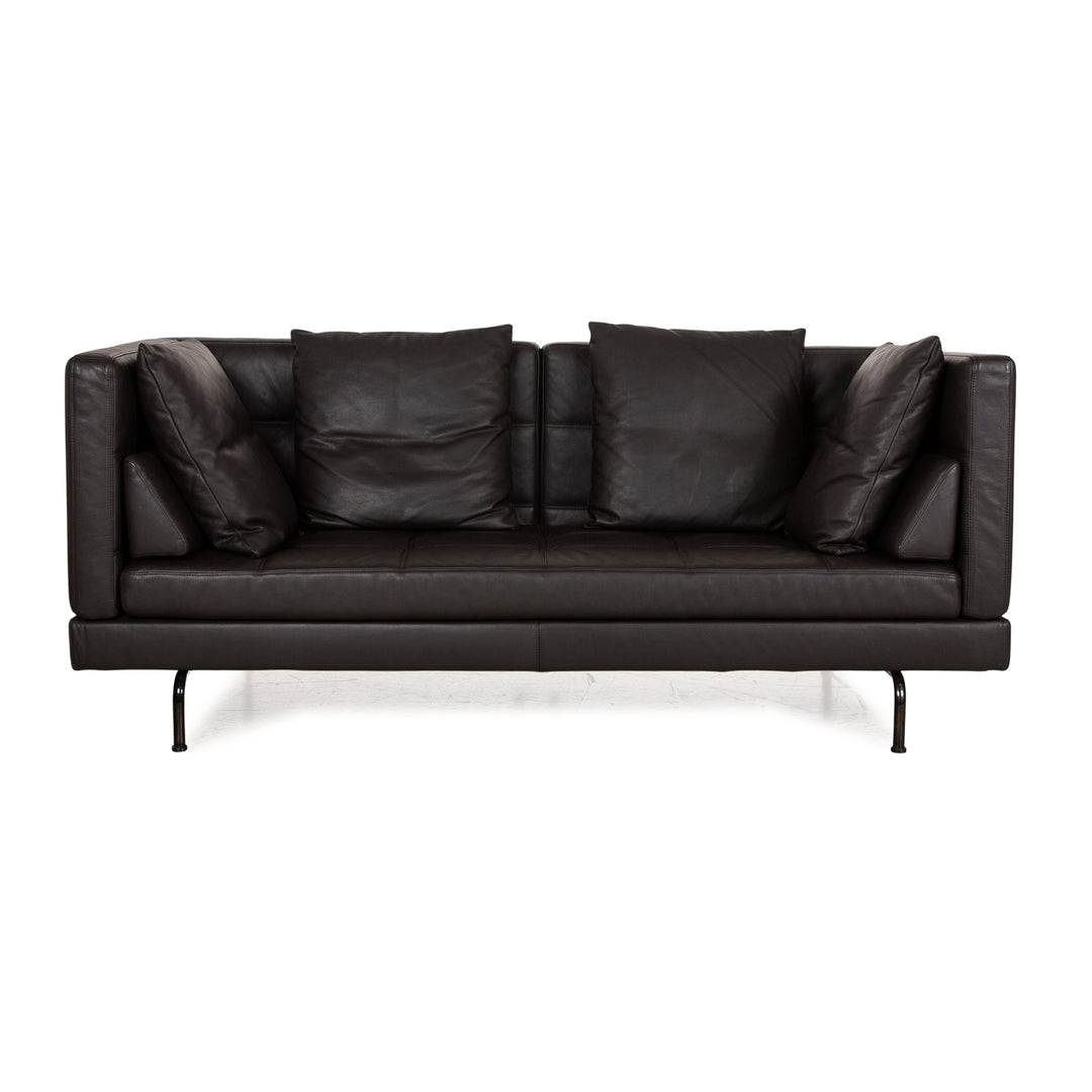 Brühl Amber Leather Two Seater Brown Dark Brown Manual Function Sofa Couch