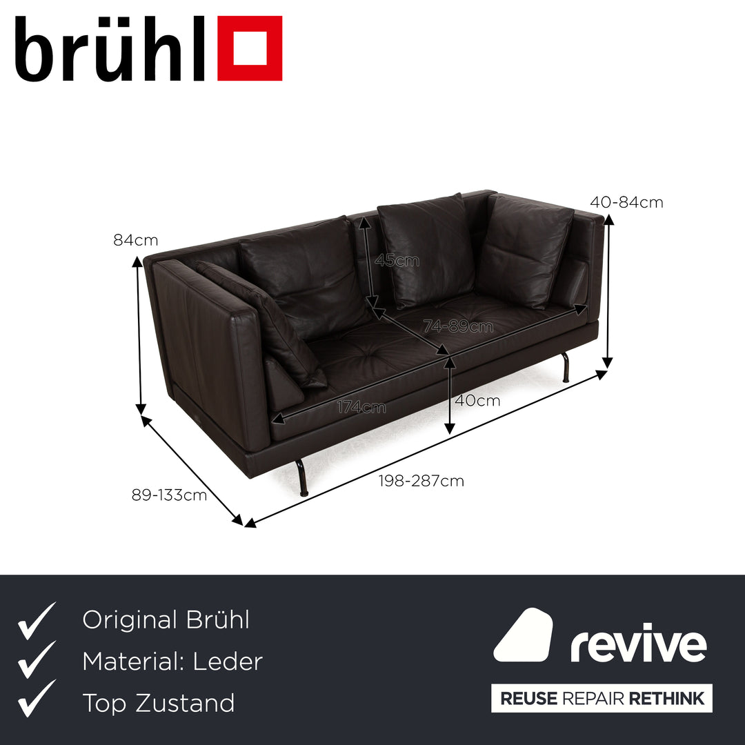 Brühl Amber Leder Zweisitzer Braun Dunkelbraun manuelle Funktion Sofa Couch