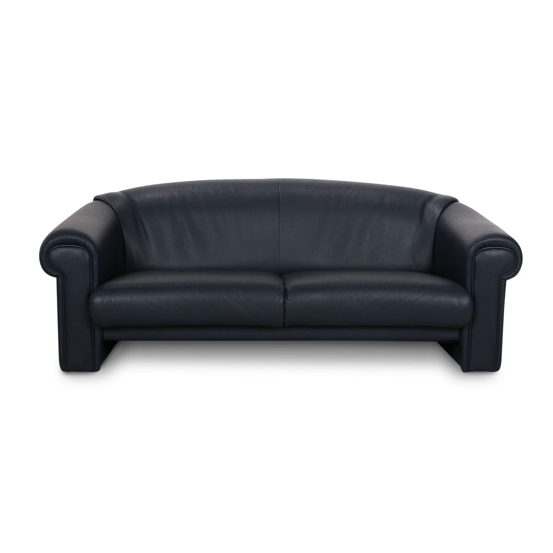 Brühl Ampiezza Leather Three-Seater Blue Sofa Couch