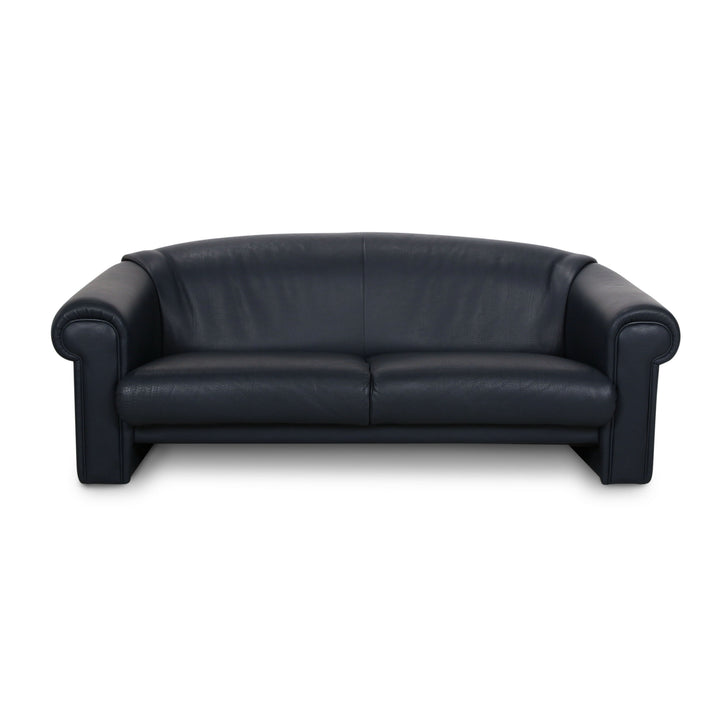 Brühl Ampiezza Leather Three-Seater Blue Sofa Couch