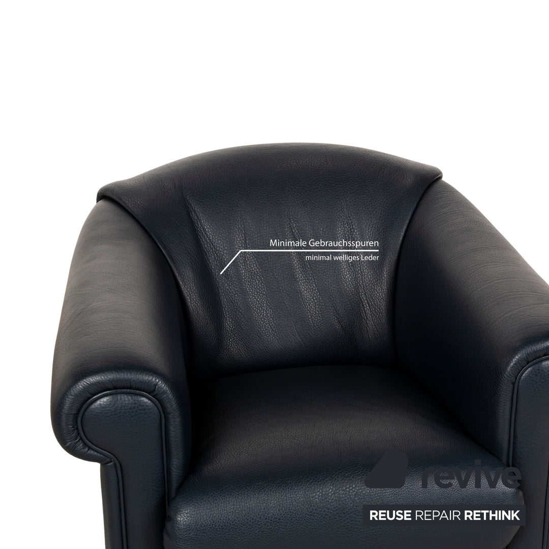 Fauteuil en cuir Brühl Ampieza bleu