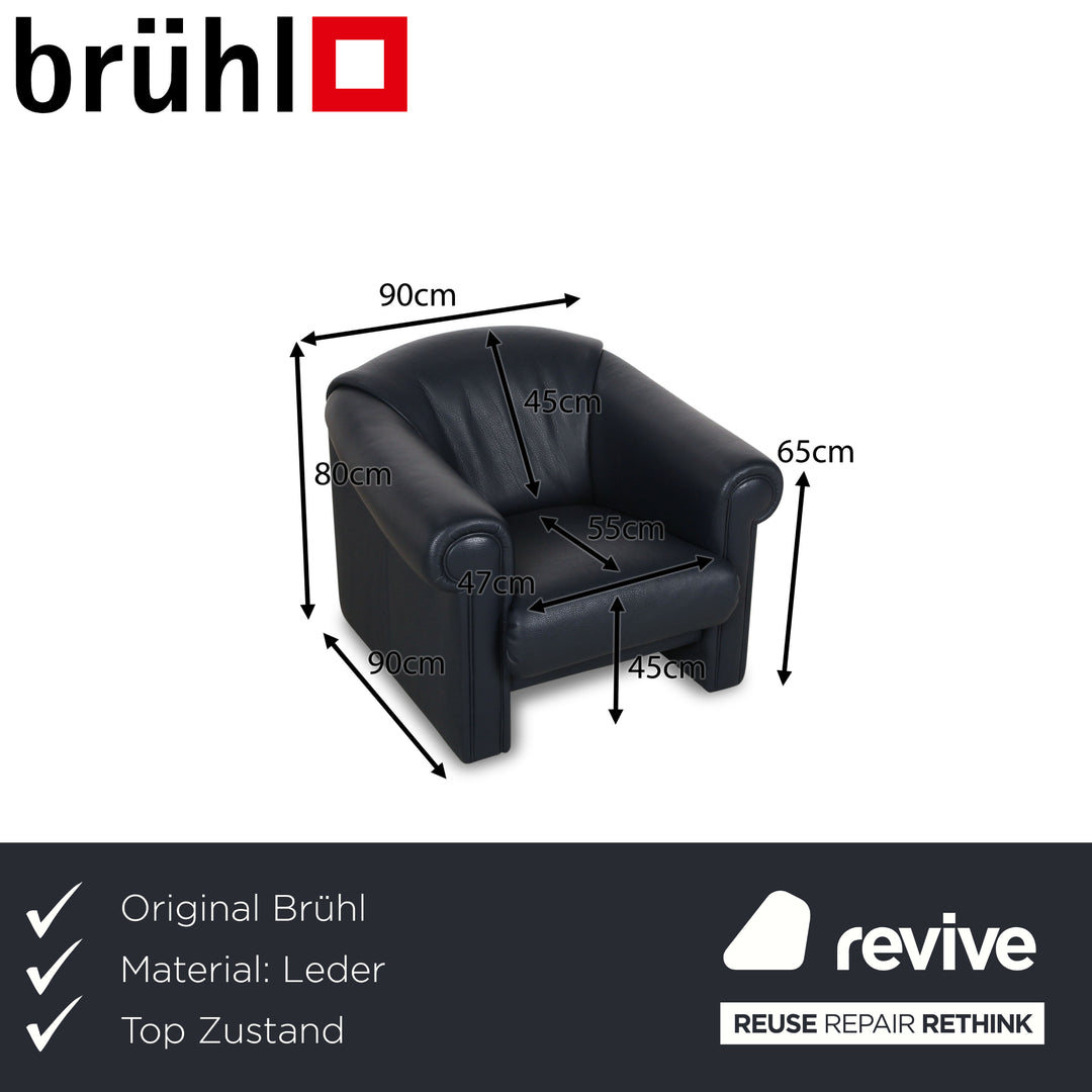 Fauteuil en cuir Brühl Ampieza bleu