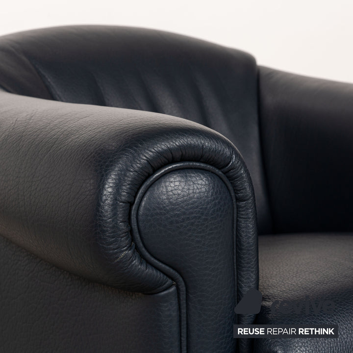 Fauteuil en cuir Brühl Ampieza bleu