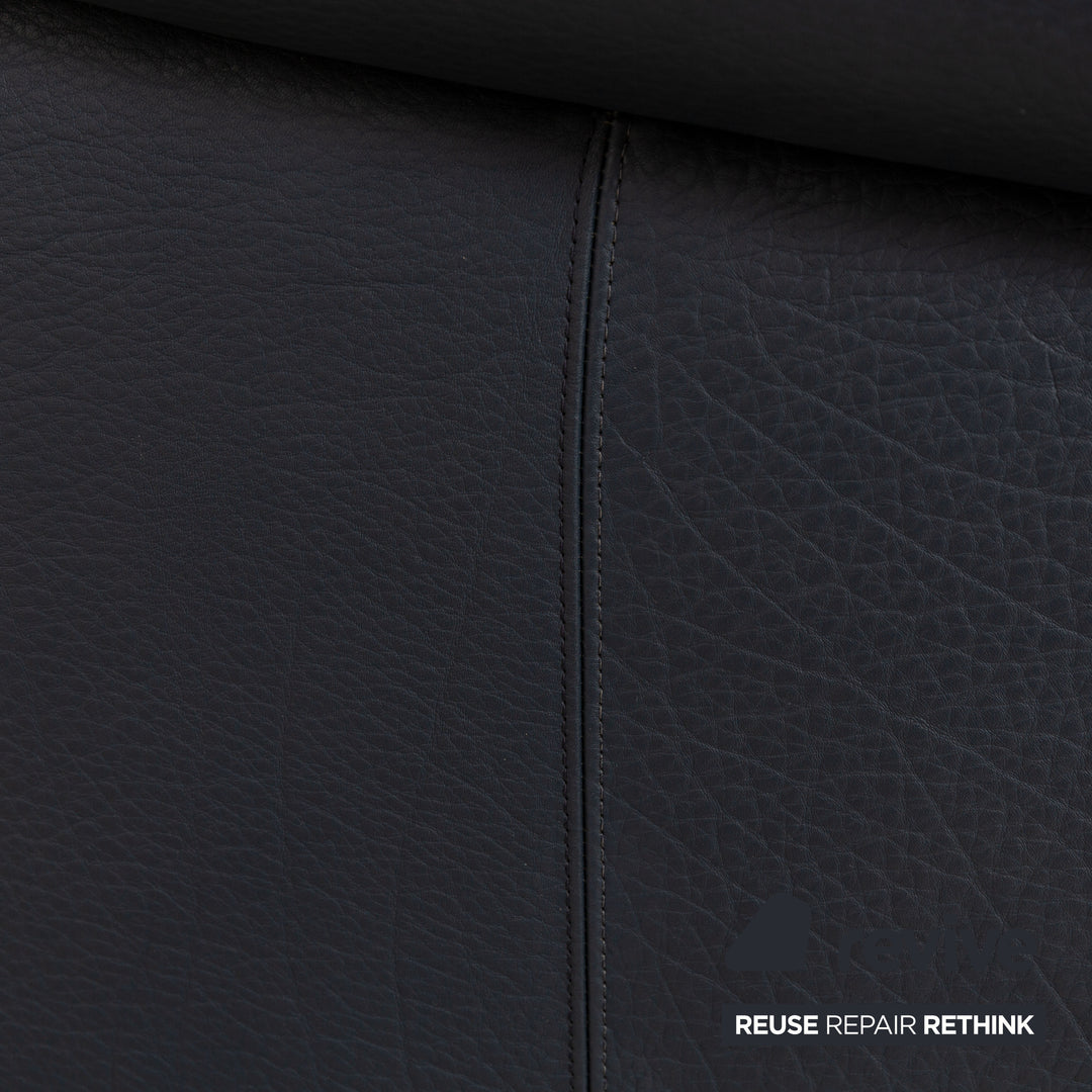 Fauteuil en cuir Brühl Ampieza bleu