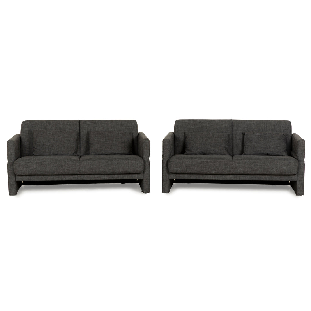 Brühl Cara Stoff Sofa Garnitur Grau manuelle Funktion Zweisitzer Couch Schlafsofa