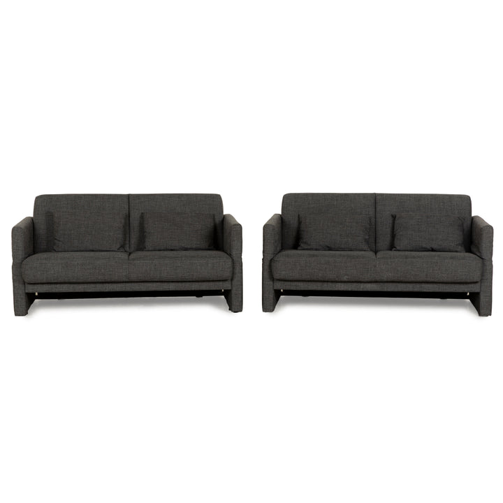 Brühl Cara Stoff Sofa Garnitur Grau manuelle Funktion Zweisitzer Couch Schlafsofa