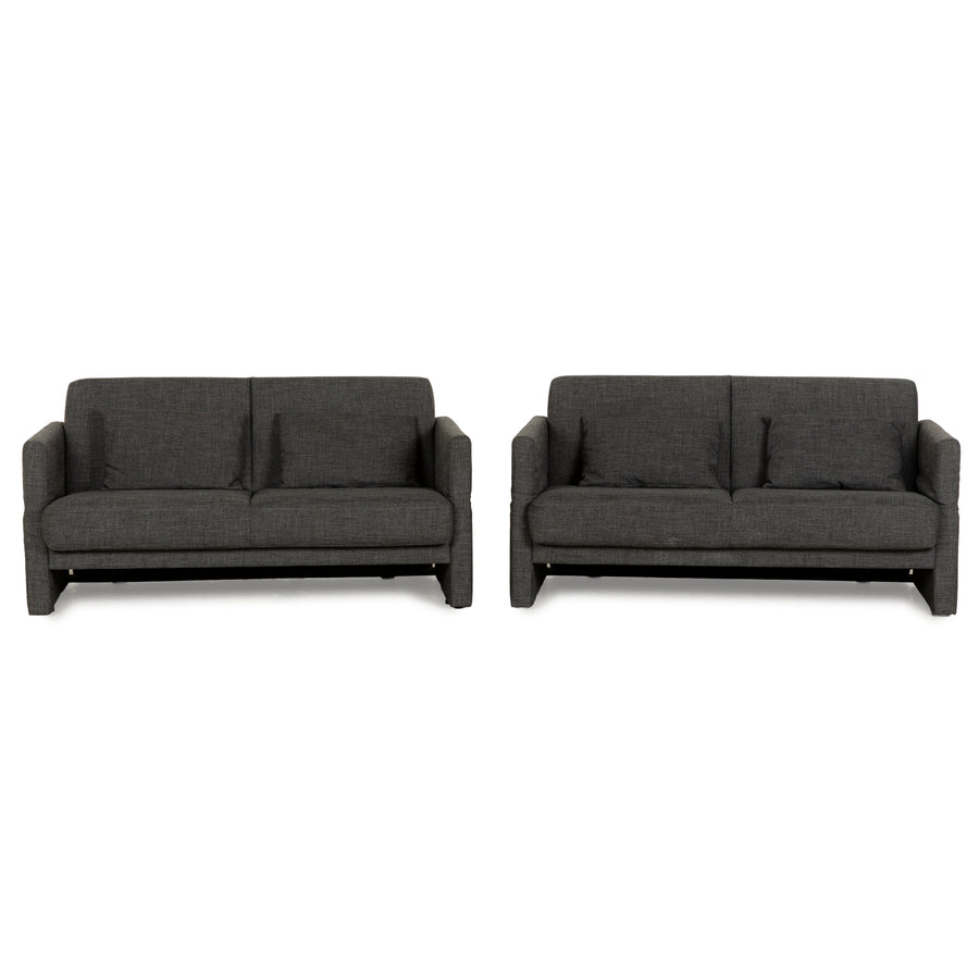 Brühl Cara Stoff Sofa Garnitur Grau manuelle Funktion Zweisitzer Couch Schlafsofa