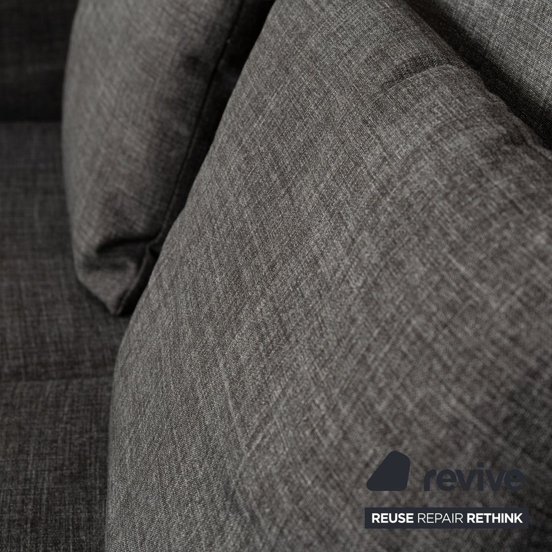 Brühl Cara Stoff Sofa Garnitur Grau manuelle Funktion Zweisitzer Couch Schlafsofa